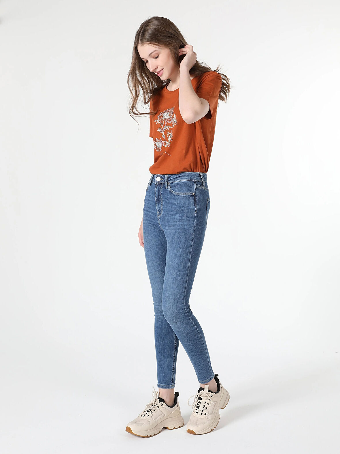 760 Diana Slim Fit Yüksek Bel Dar Paça Kadın Mavi Jean Pantolon Cl1060405