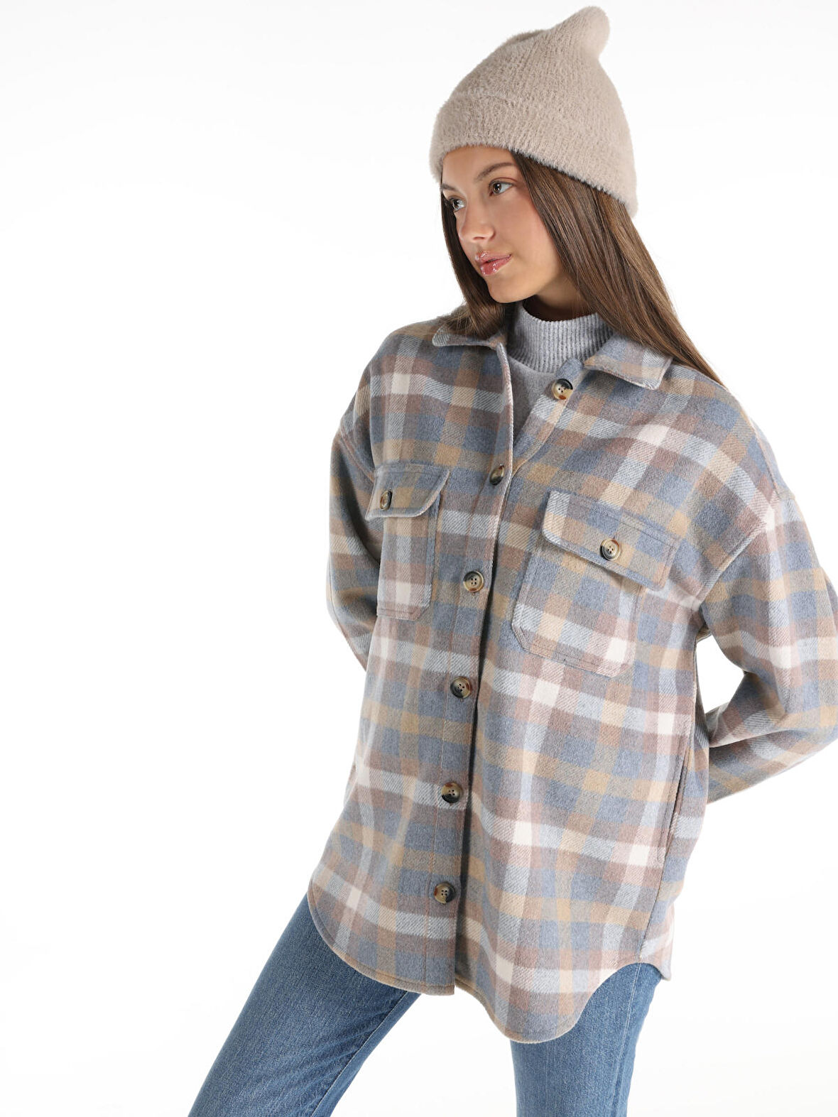 Çok Renkli Kadın Gömlek U.kol