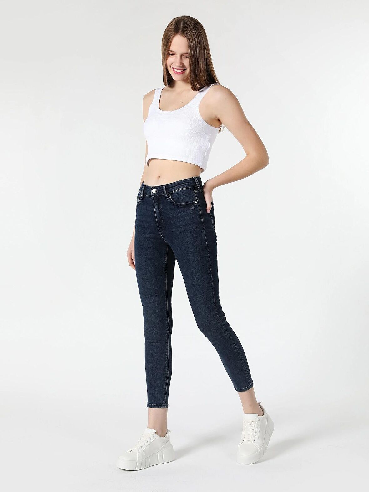 759 Lara Süper Dar Fit Normal Bel Dar Paça Mavi Kadın Jean Pantolon Cl1061397