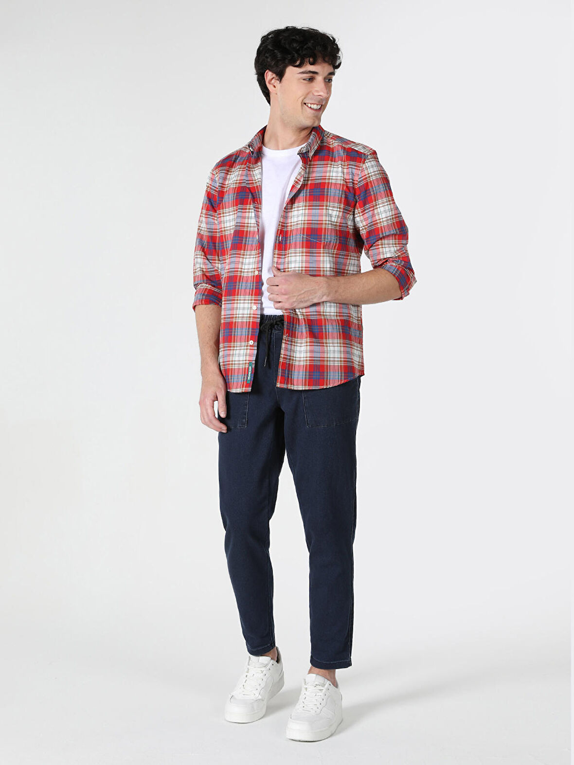 Slim Fit Kareli Çok Renkli Erkek Uzun Kol Gömlek