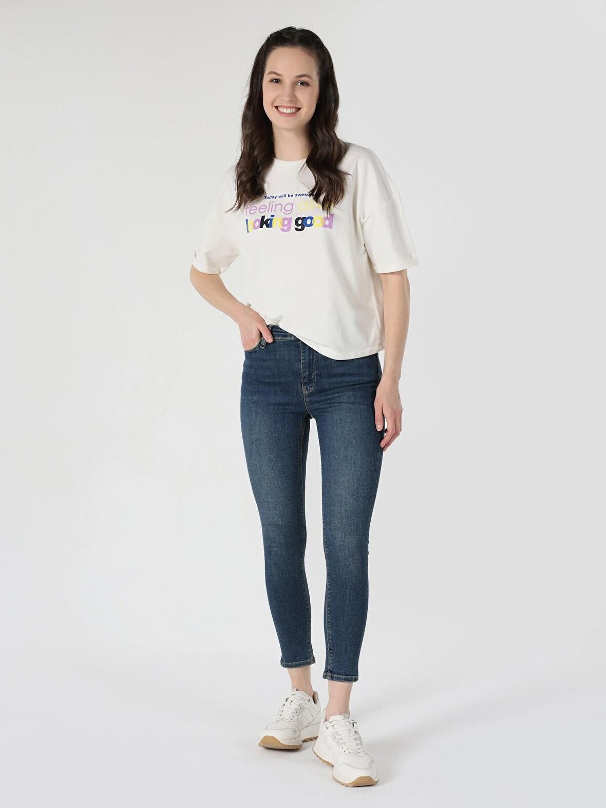 759 Lara Süper Dar Fit Normal Bel Dar Paça Mavi Kadın Jean Pantolon Cl1062194