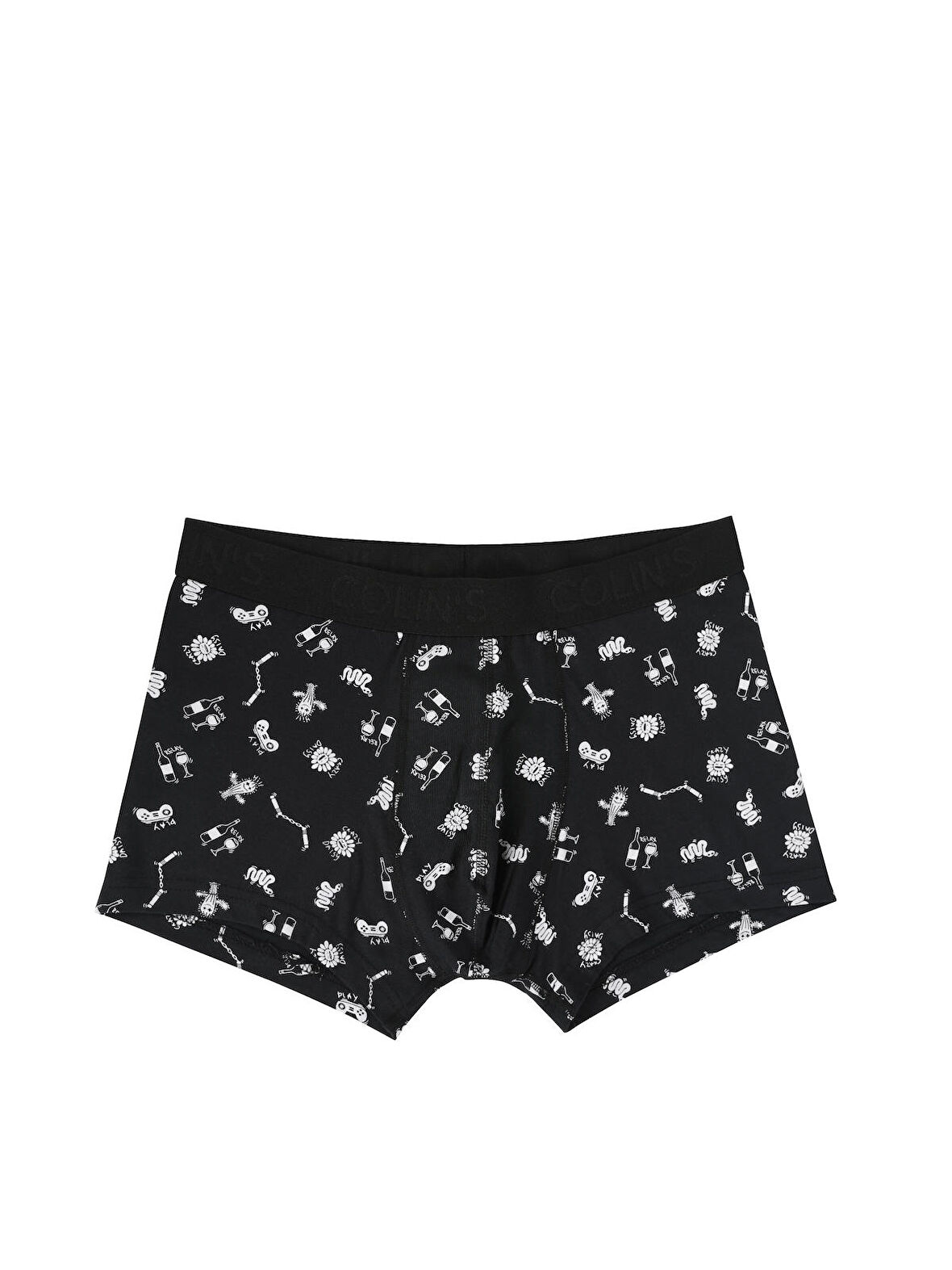 Baskılı Siyah Erkek İç Giyim