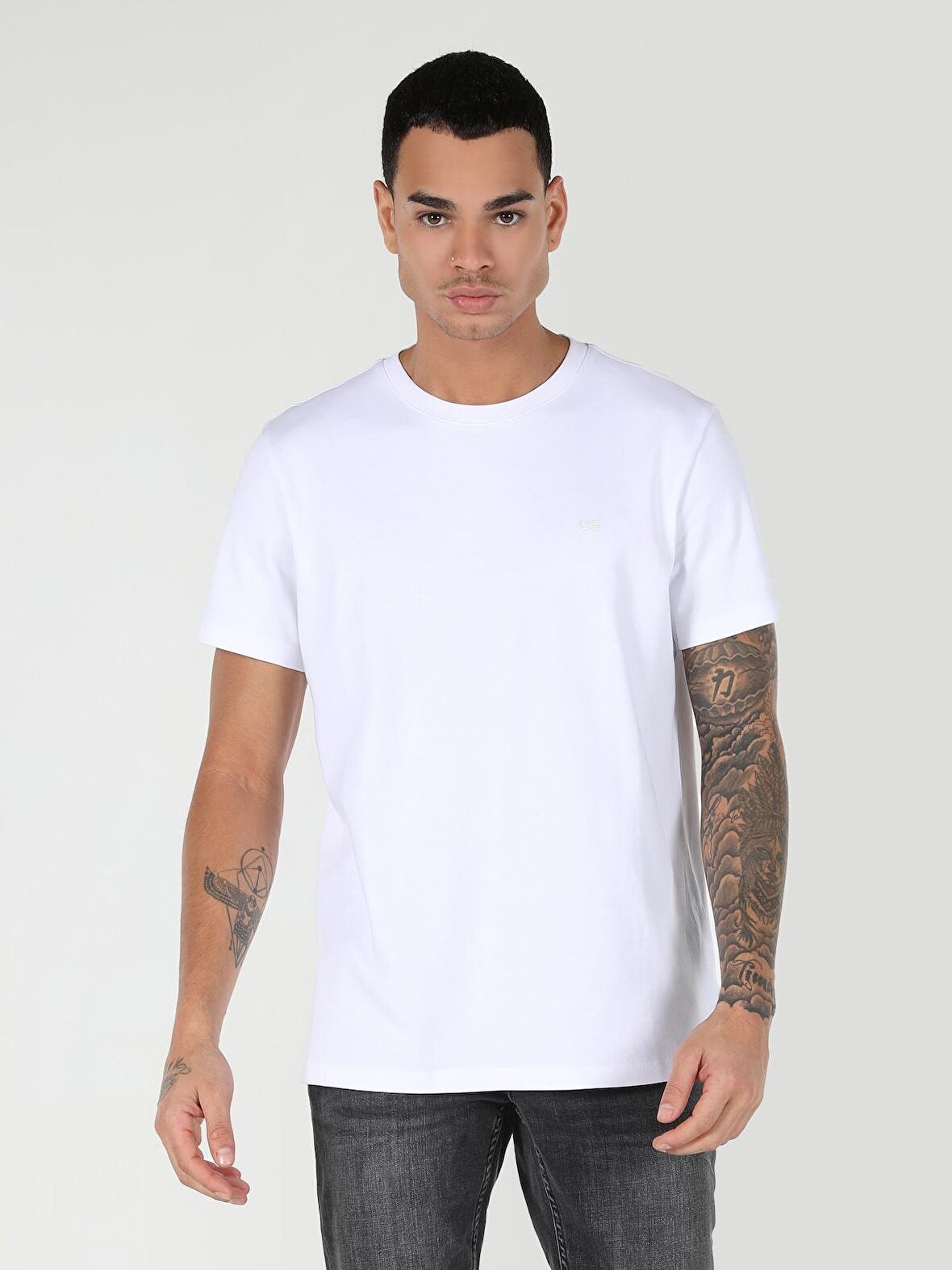 Beyaz Erkek Tshirt K.kol