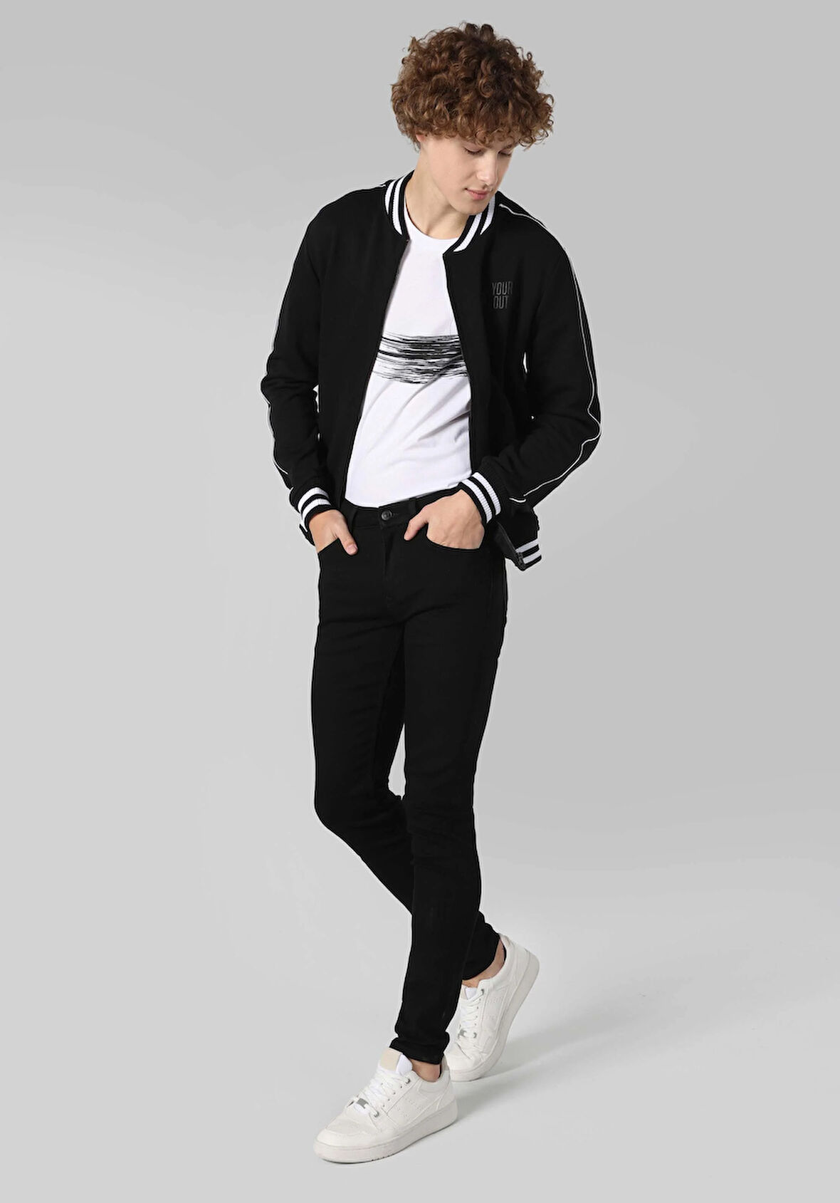 040 Alex Skinny Fit Düşük Bel Dar Paça Erkek Siyah Jean Pantolon