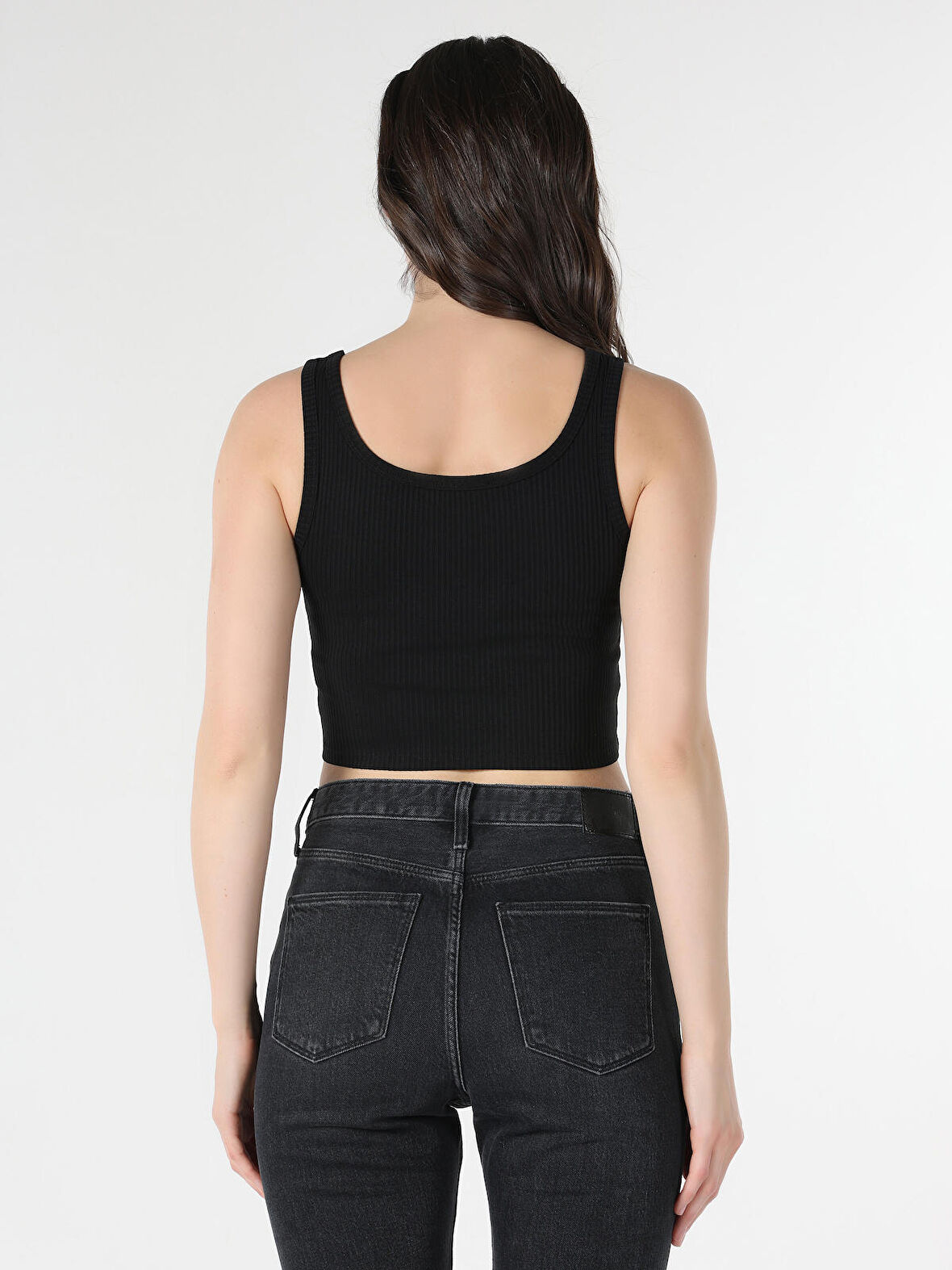 Slim Fit Basic Crop Siyah Kadın Atlet