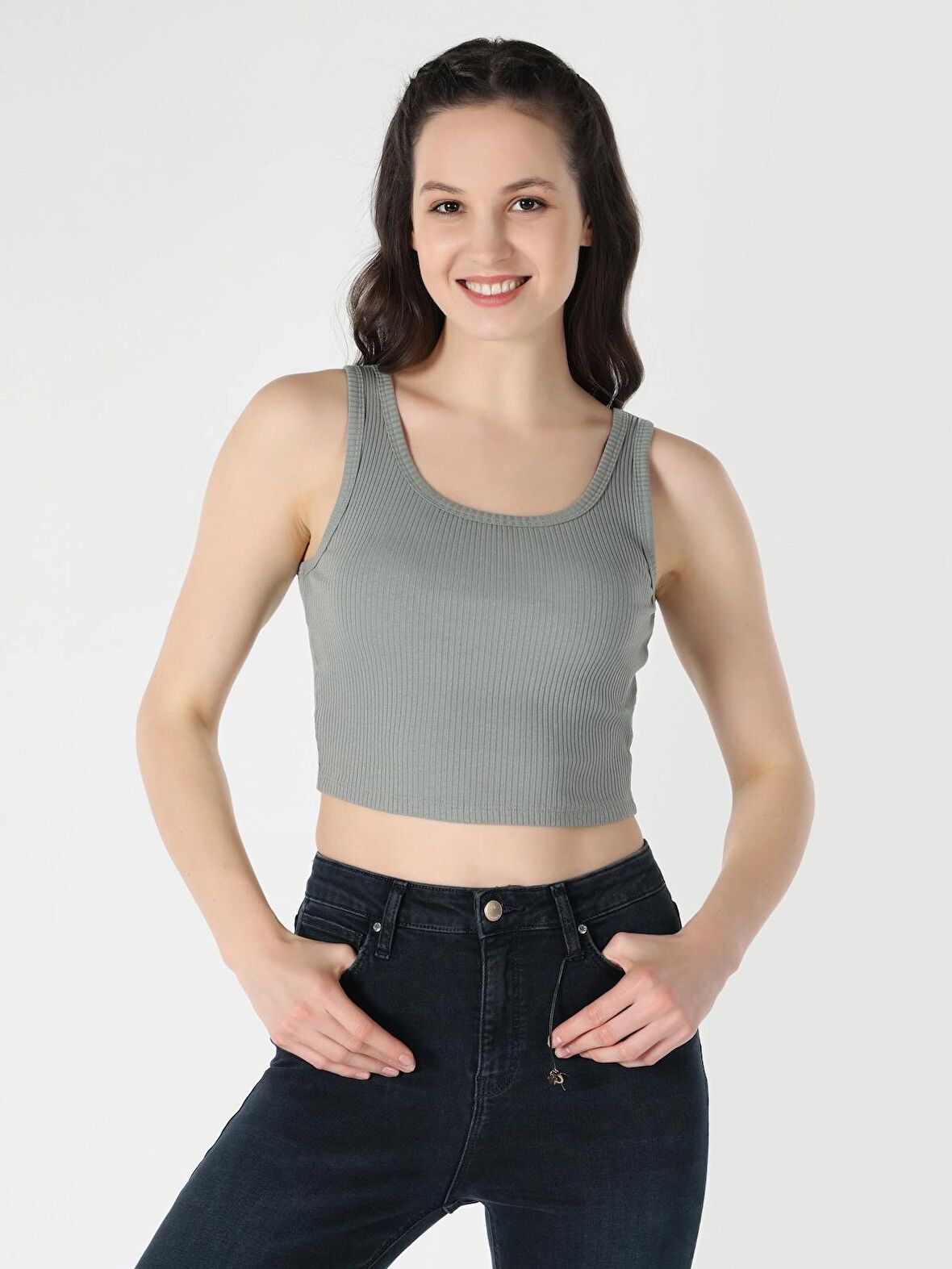 Slim Fit Basic Yeşil Kadın Atlet Cl1064019