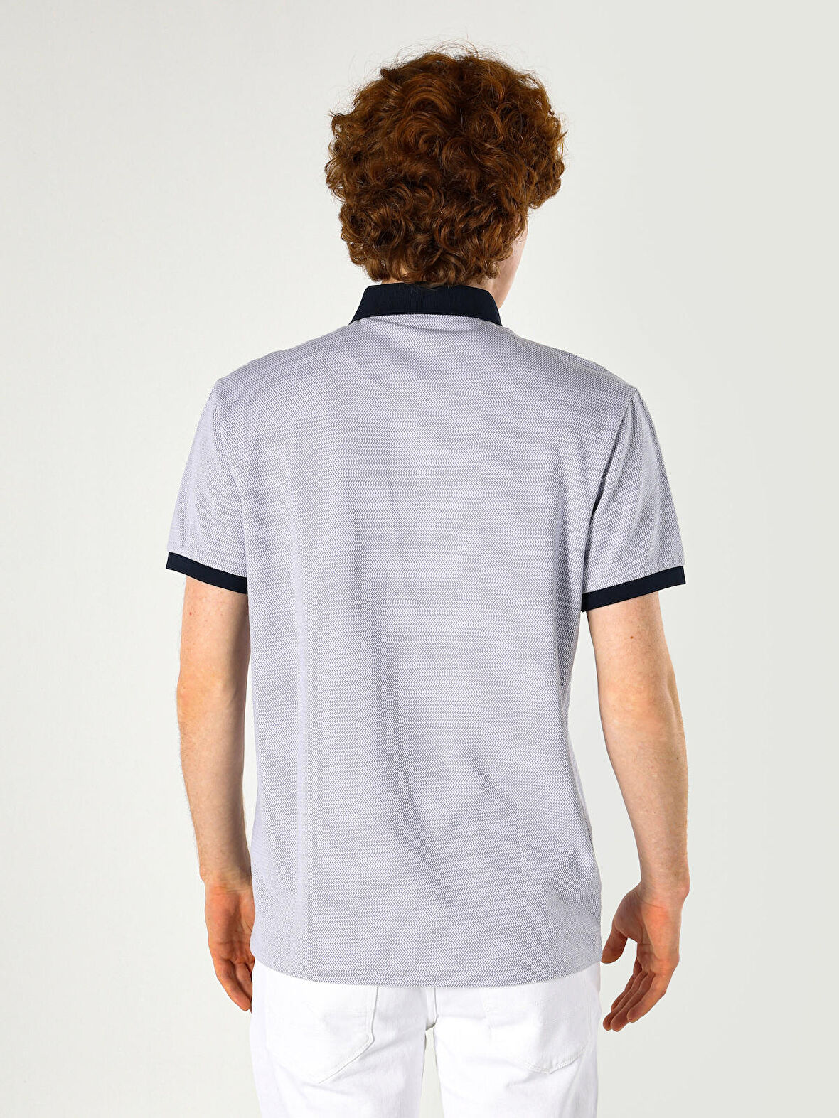 Regular Fit Baskılı Gri Erkek Polo Yaka Kısa Kol Tişört