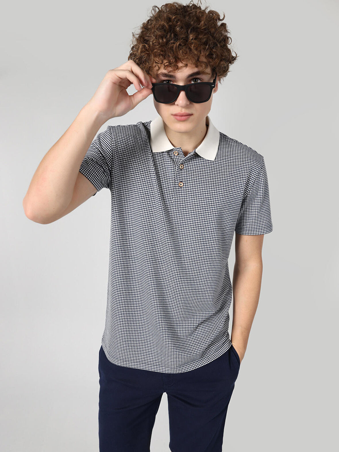 Regular Fit Mavi Erkek Polo Yaka Kısa Kol Tişört