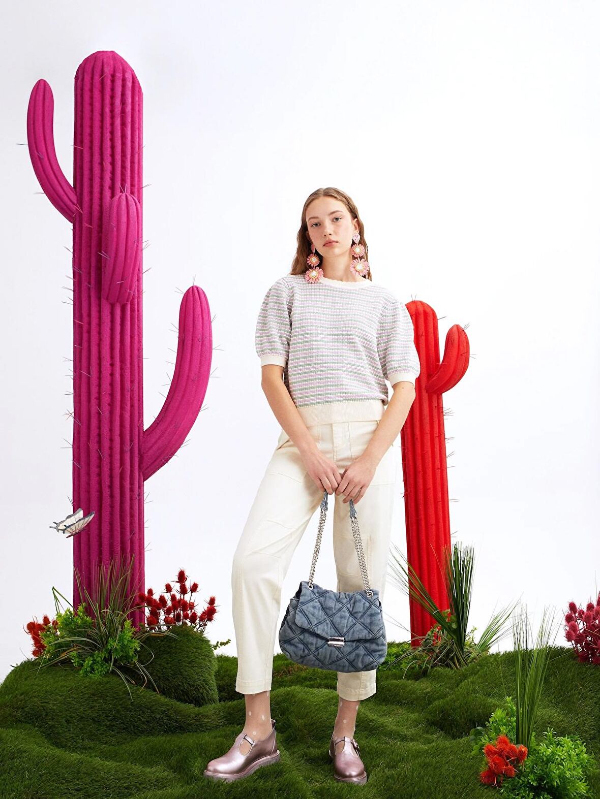 Baggy Fit Yüksek Bel Düz Paça Baggy Fit Ekru Kadın Pantolon Cl1065014