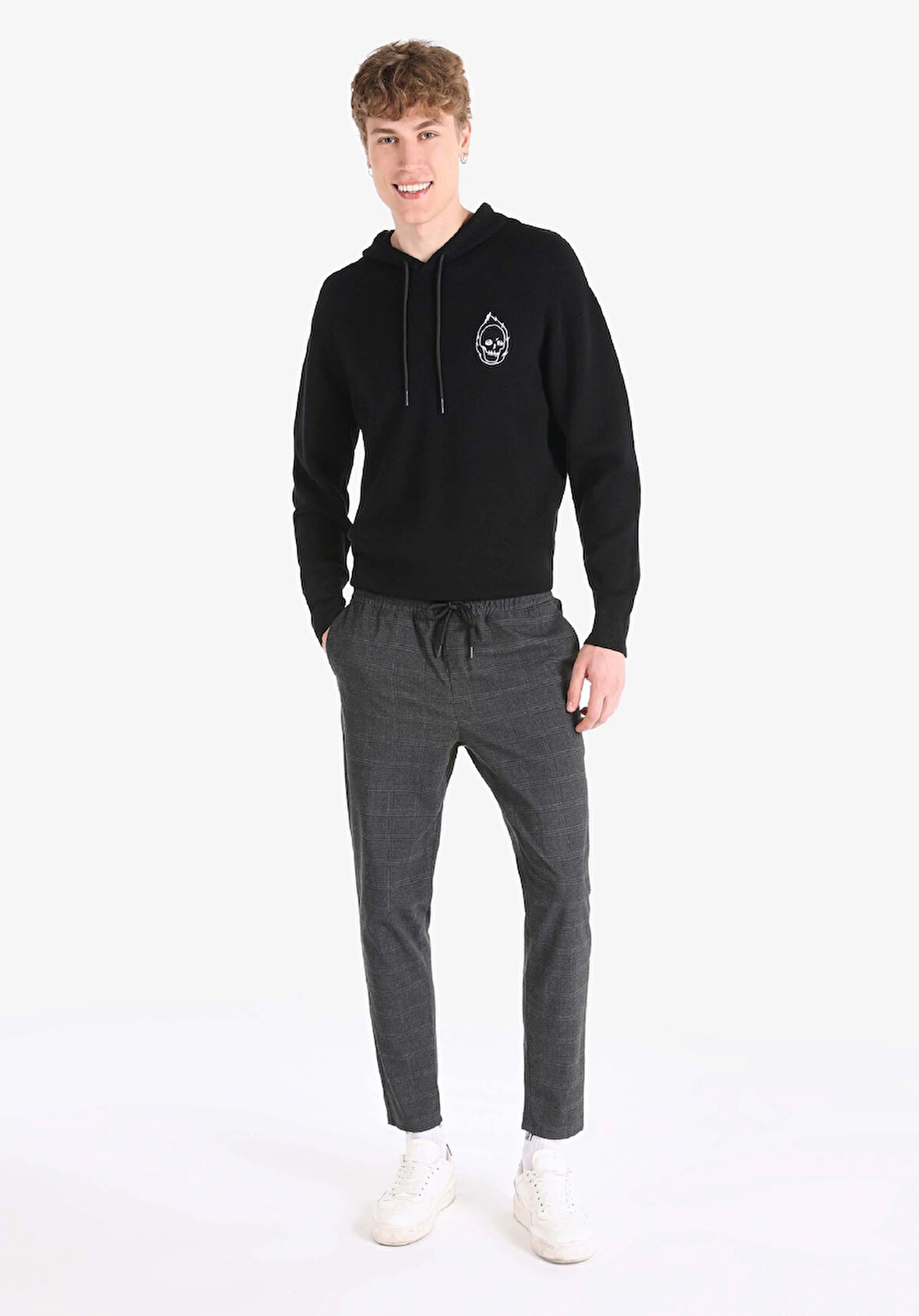 Slim Fit Orta Bel Düz Paça Erkek Antrasit  Pantolon