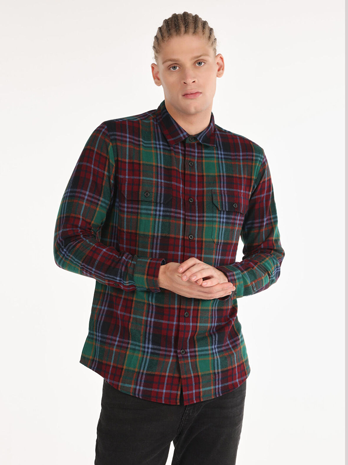 Çok Renkli Erkek Gömlek U.kol