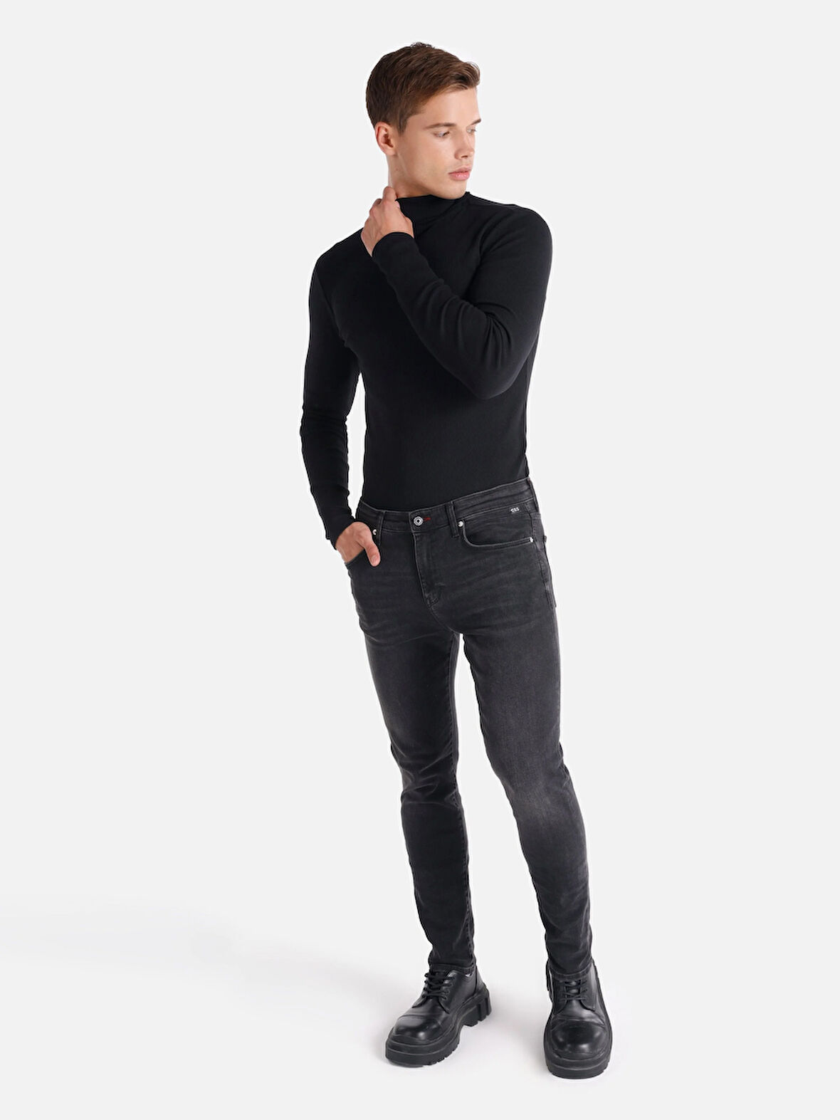035 Ryan Süper Slim Fit Yüksek Bel Dar Paça Siyah Erkek Pantolon Cl1066243