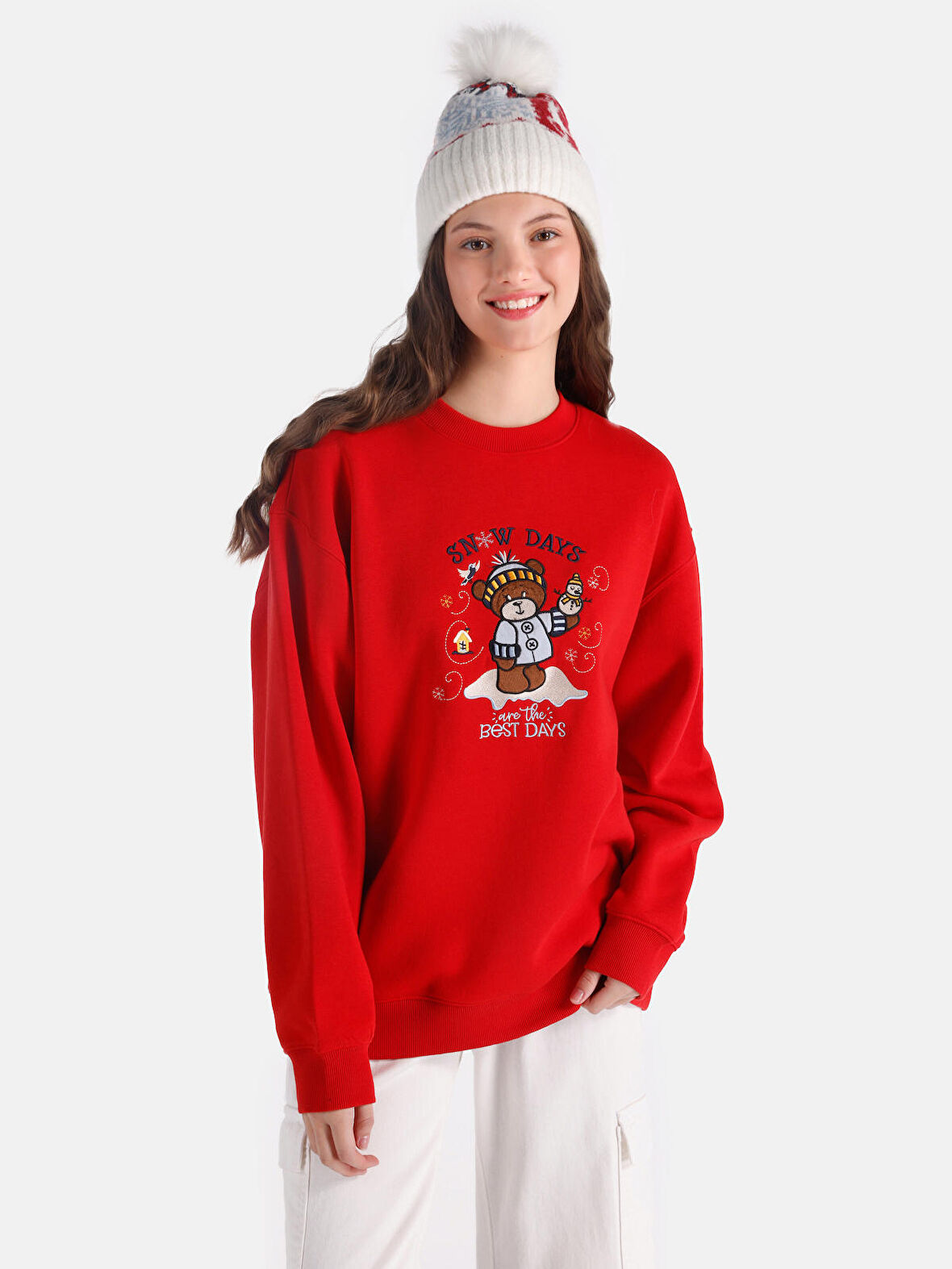 Kırmızı Kadın Sweatshirt