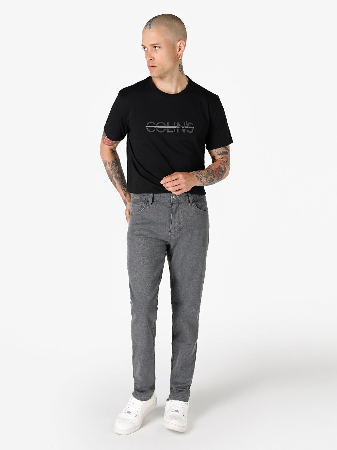 Rahat Kesim Orta Bel Düz Paça Gri Erkek Pantolon