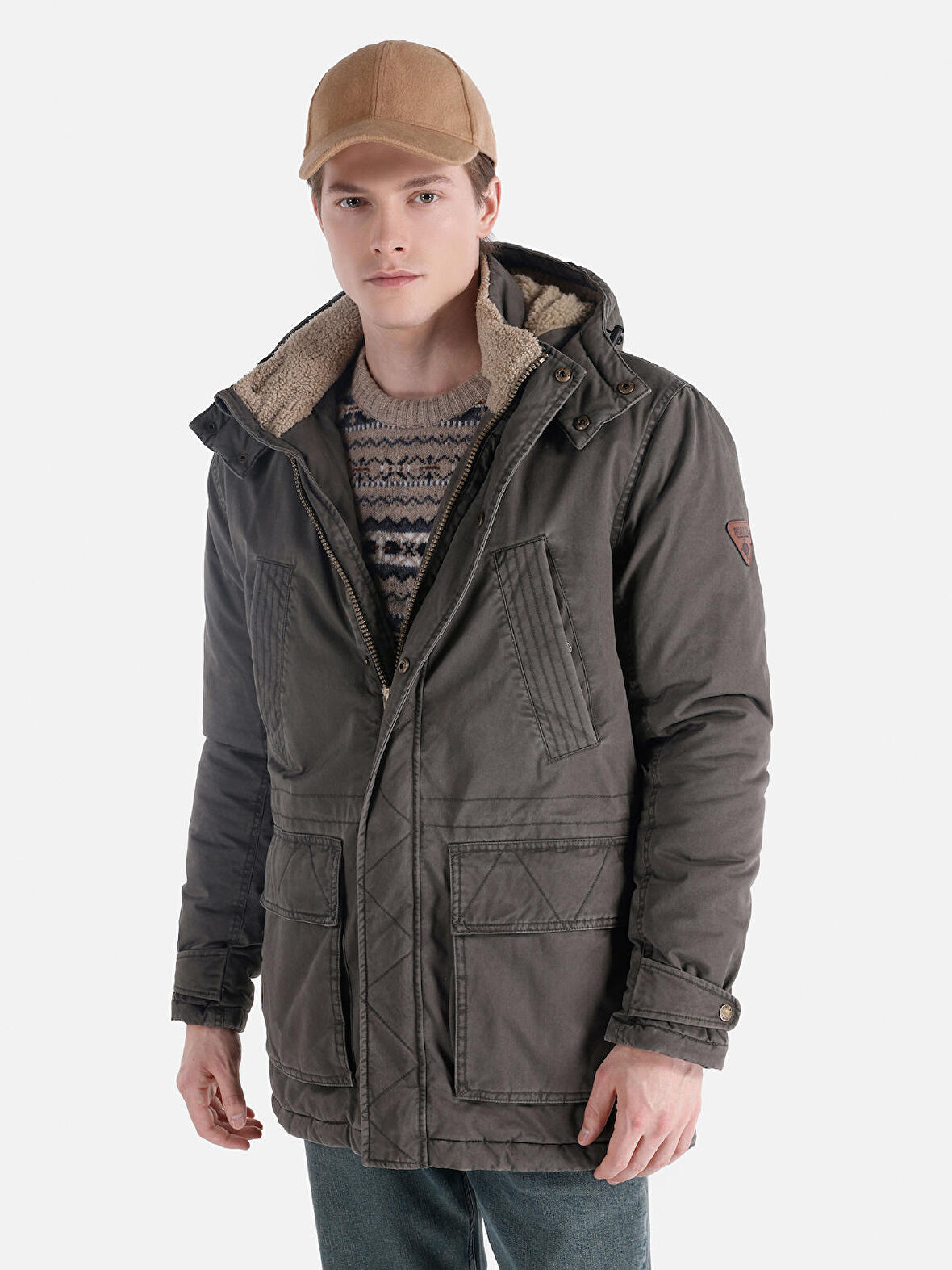 Regular Fit Yeşil Erkek Kaban