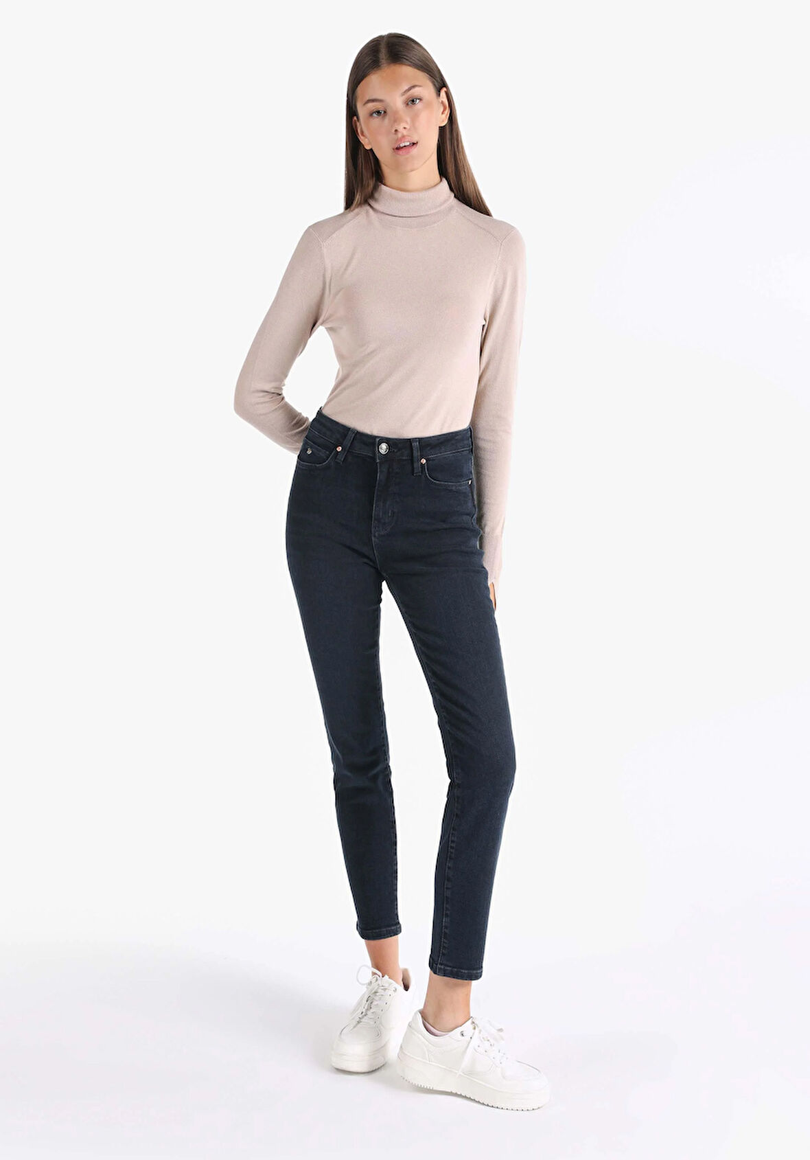 703 Carla Slim Fit Normal Bel Düz Paça Koyu Mavi Kadın Pantolon Cl1066382