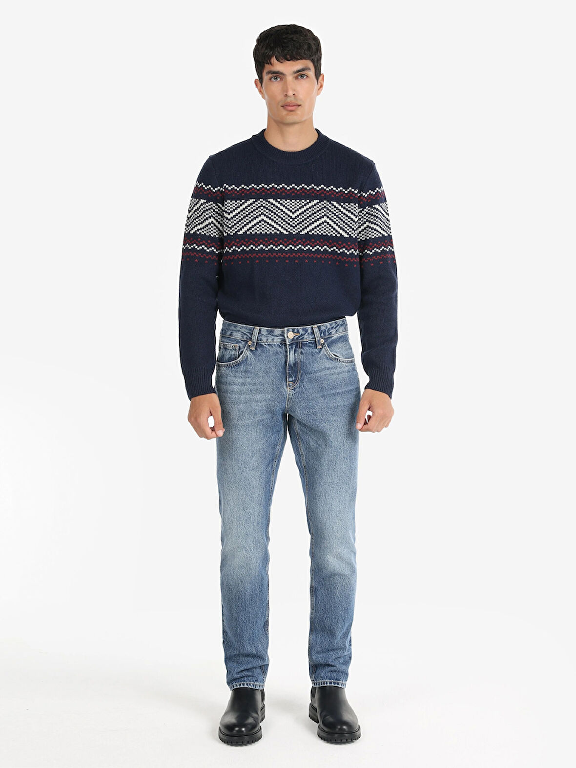 044 Karl Regular Fit Düşük Bel Düz Paça Mavi Erkek Pantolon Cl1066416