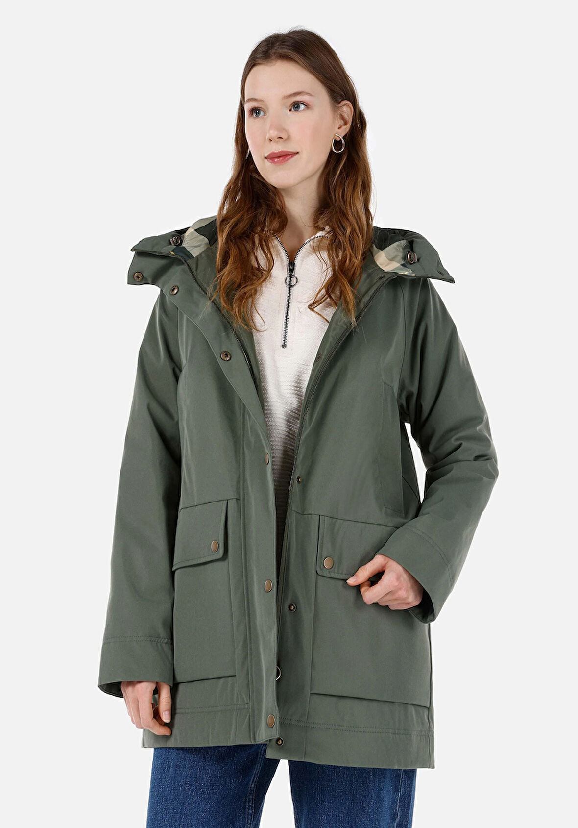 Regular Fit     Kadın Yeşil Mont