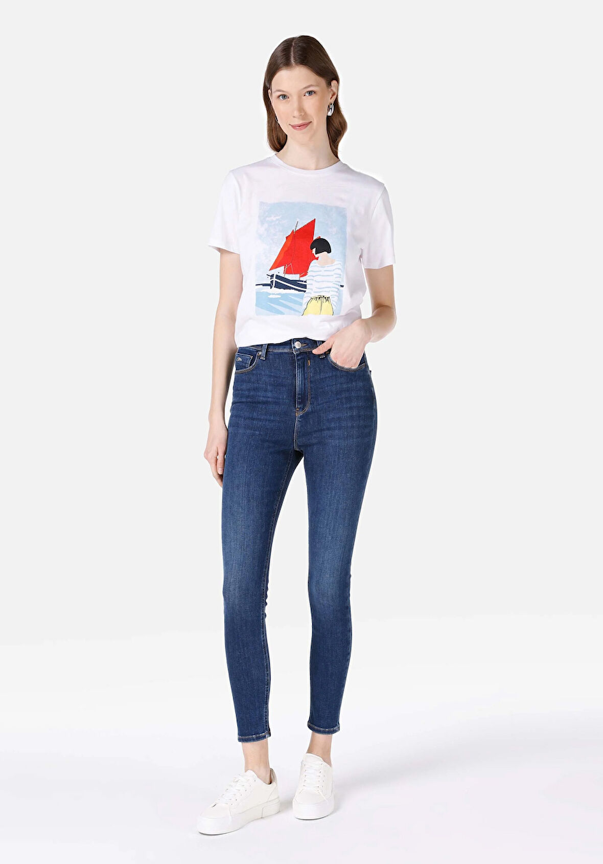 Skinny Fit   Kadın Koyu Mavi Jean Pantolon