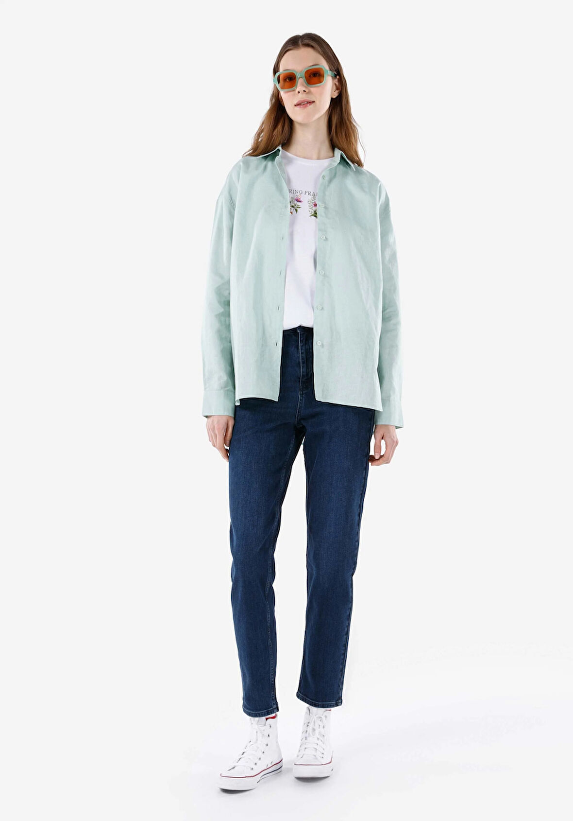 Mom Fit Orta Bel Daralan Paça Kadın Denim Jean Pantolon