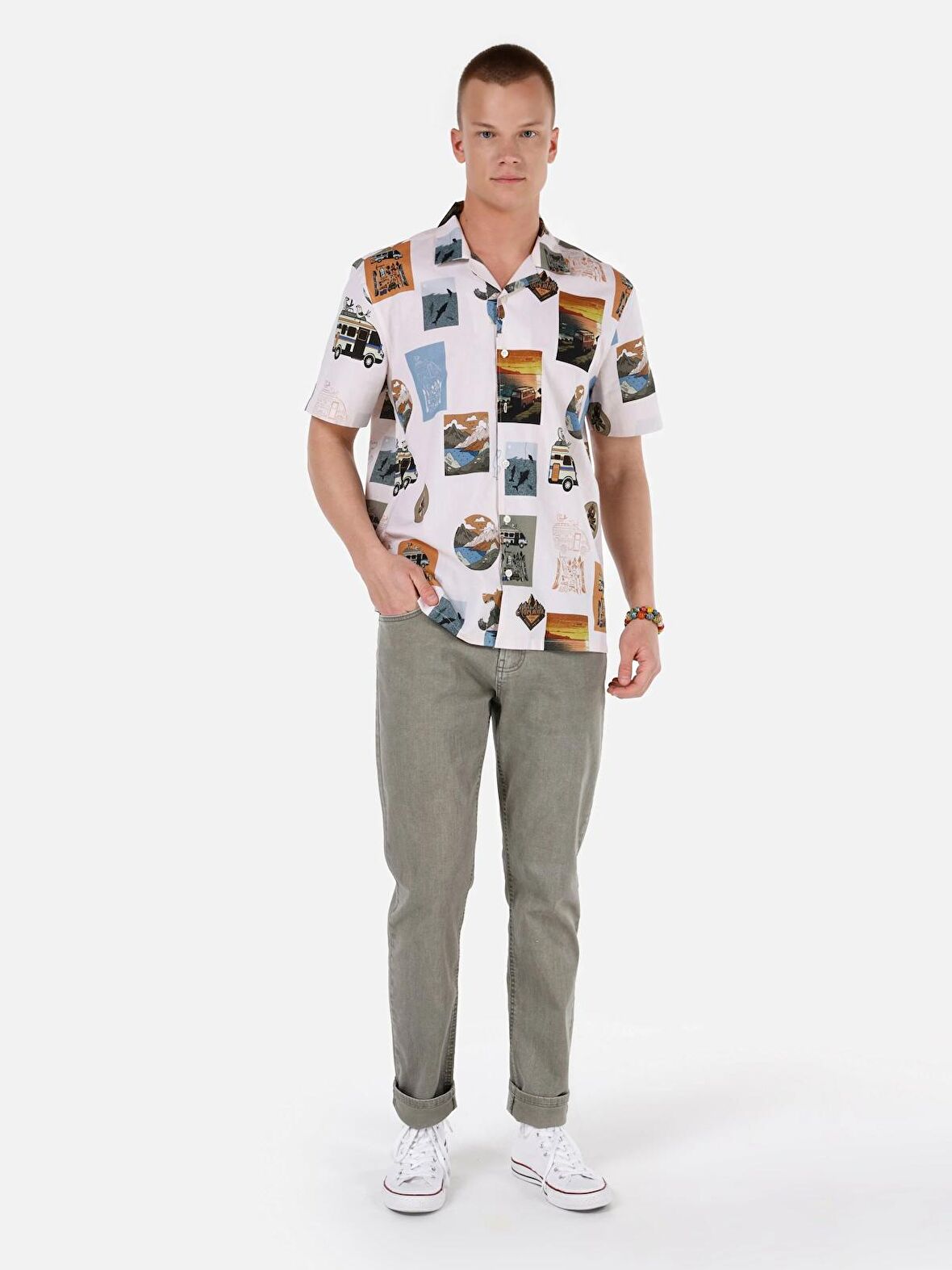 Rahat Kesim Orta Bel Düz Paça Yeşil Erkek Pantolon