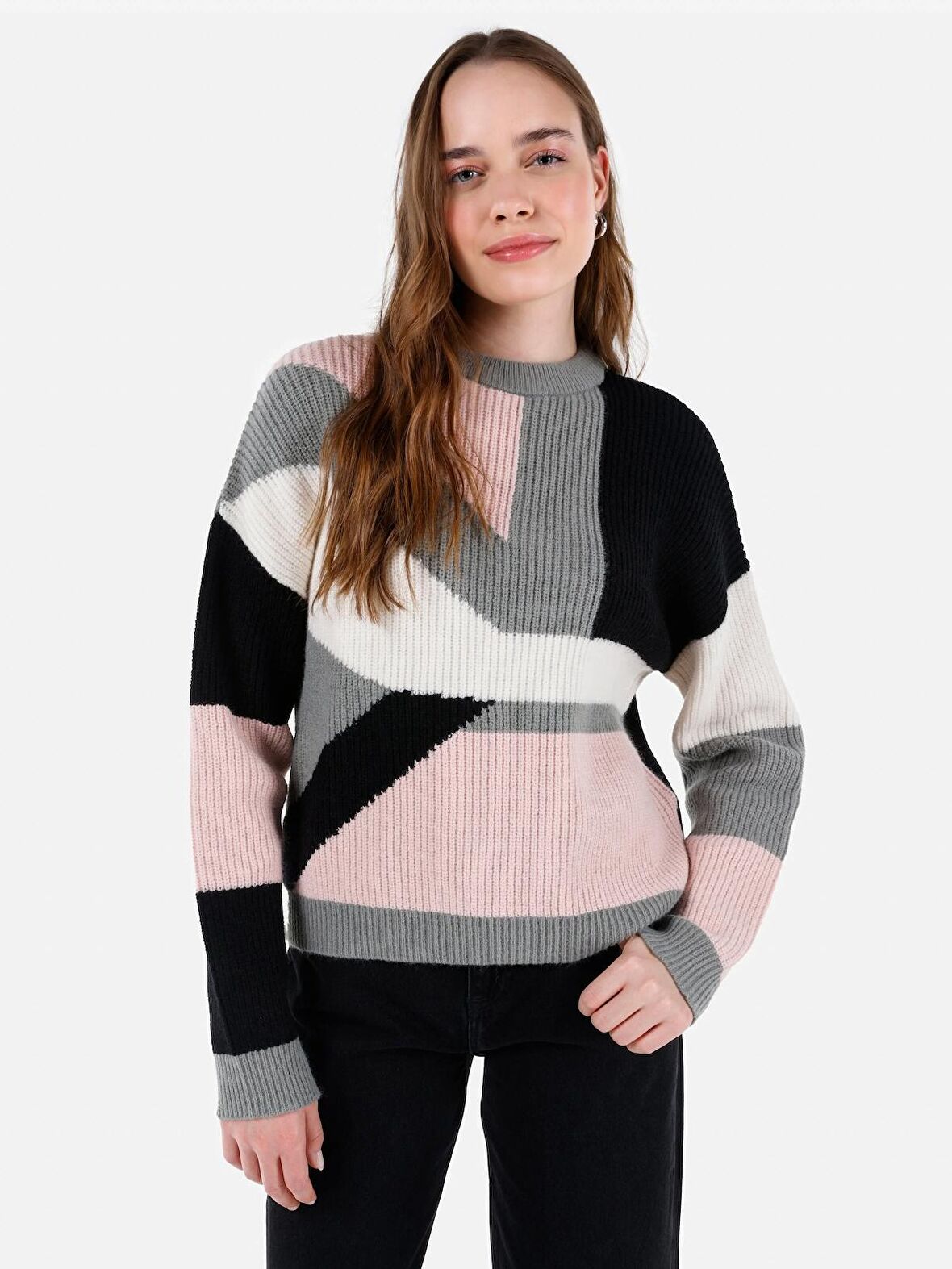 Normal Kesim Bisiklet Yaka Çok Renkli Kadın Kazak Cl1067477