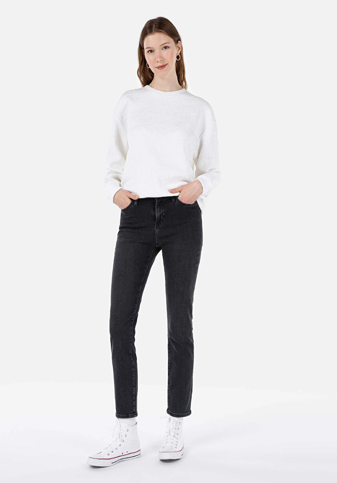Slim Fit   Kadın Siyah Jean Pantolon
