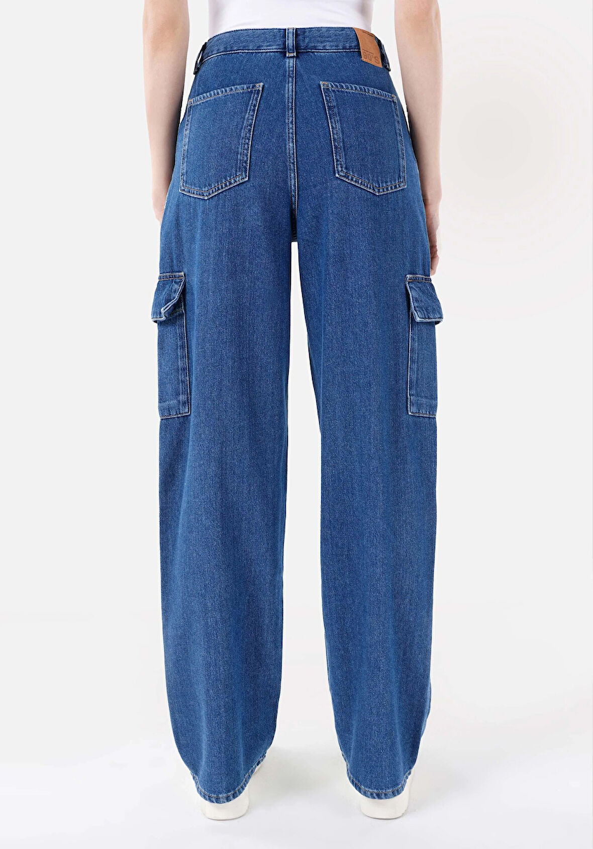 Cargo Fit Orta Bel Daralan Paça Kadın Denim Jean Pantolon