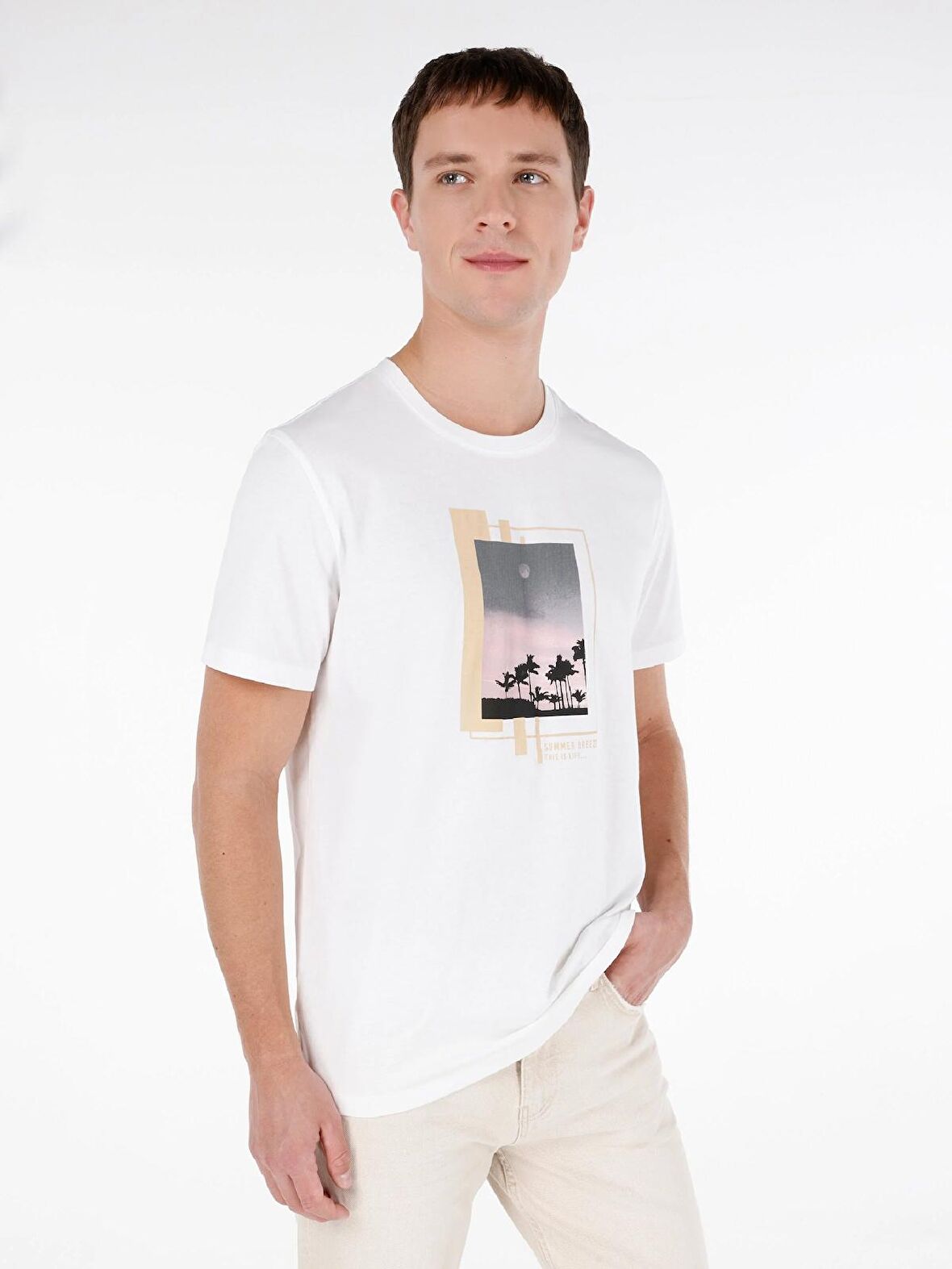 Beyaz Erkek Tshirt K.kol