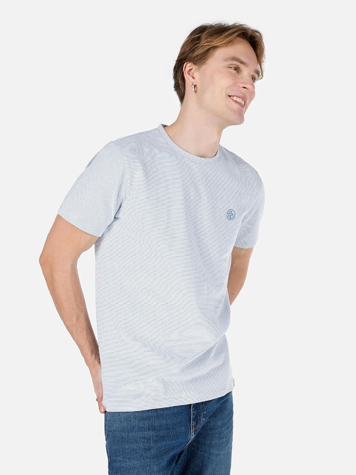 Normal Kesim Bisiklet Yaka Lacivert Erkek Kısa Kol Tişört Cl1067714