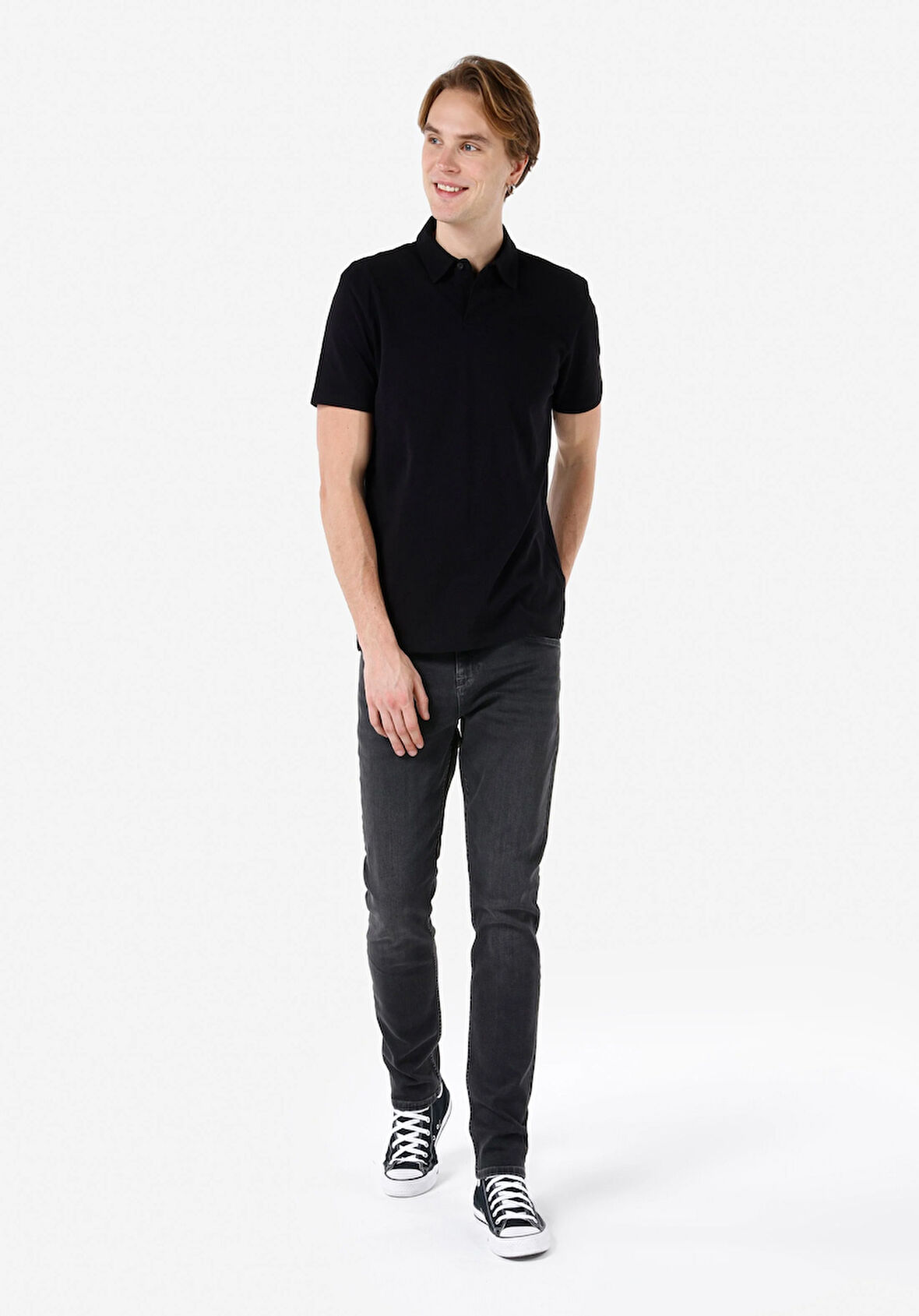 044 Karl Normal Kesim Düşük Bel Düz Paça Siyah Erkek Pantolon Cl1068870