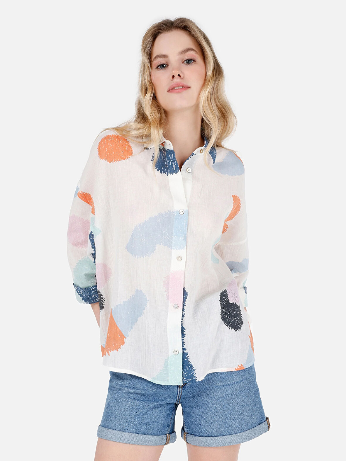 Normal Kesim Shirt Neck Çok Renkli Kadın Uzun Kol Gömlek Cl1069194