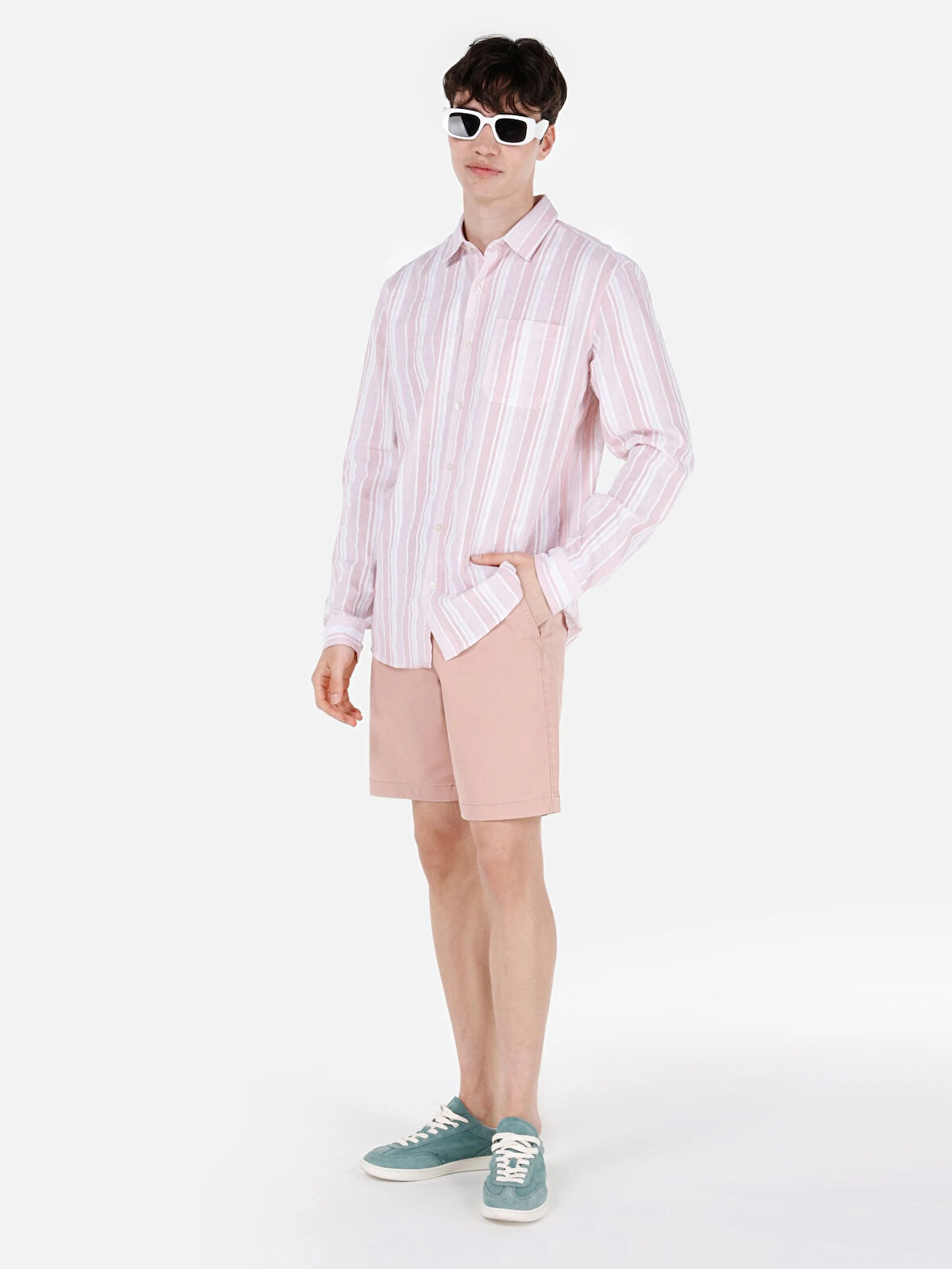 Regular Fit Orta Bel Bağcıklı Turuncu Erkek Şort