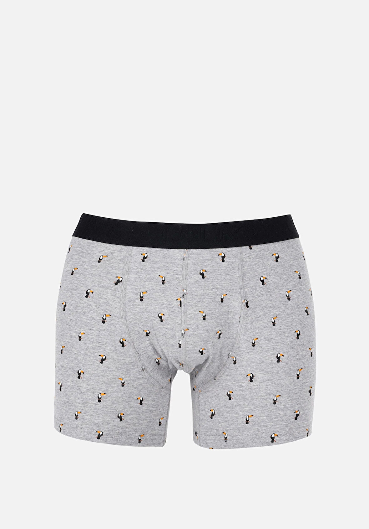 Modern Fit Baskılı Erkek Gri Boxer