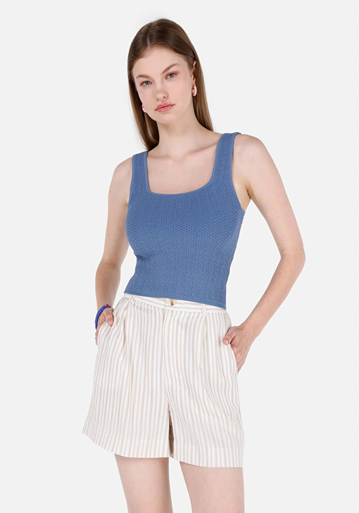 Slim Fit   Kadın Mavi  Kazak