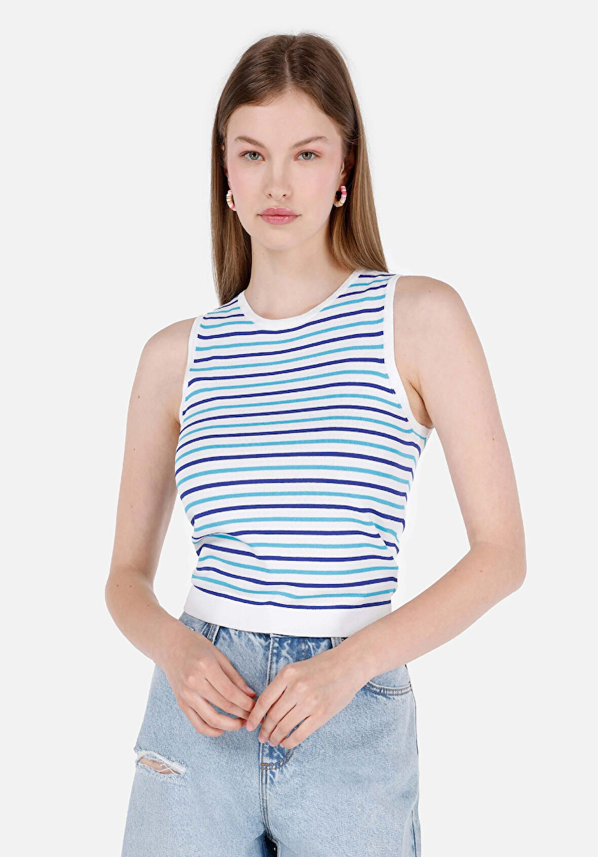 Slim Fit   Kadın Mavi  Kazak