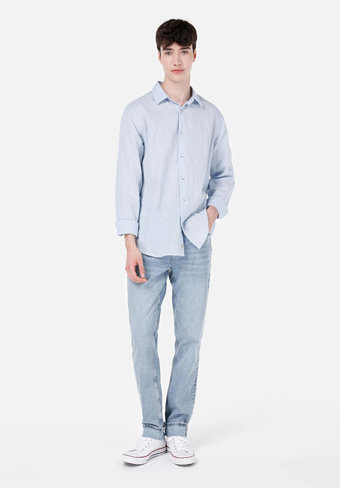 044 Karl Straight Fit   Erkek Mavi Jean Pantolon