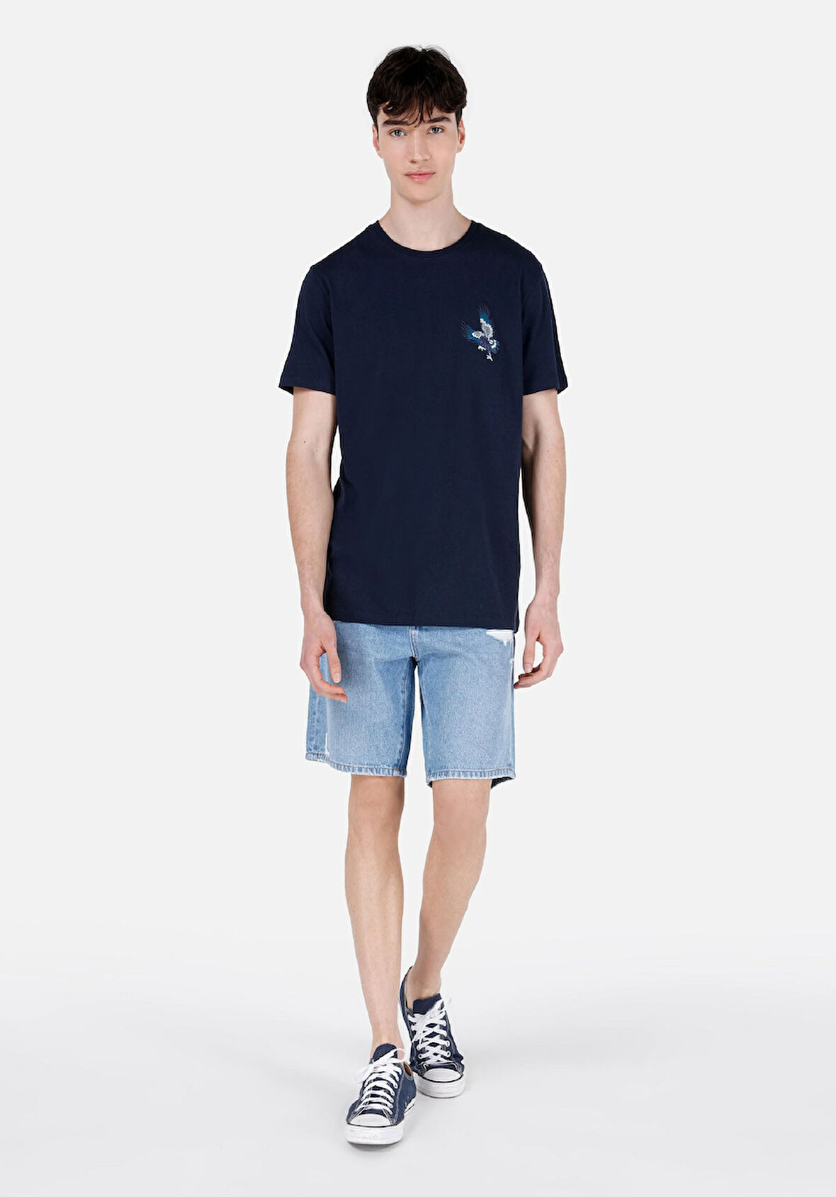 Loose Straight Fit Orta Bel  Erkek Siyah Jean Şort