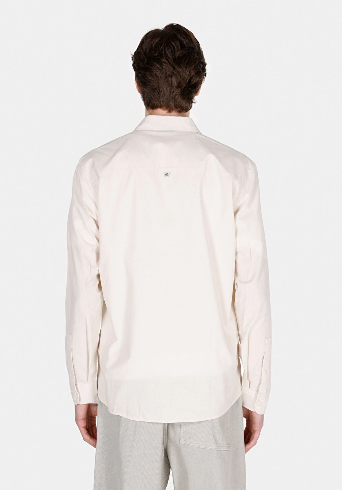 Regular Fit Shirt Neck Düz Erkek Ekru Uzun Kol Gömlek Cl1070136