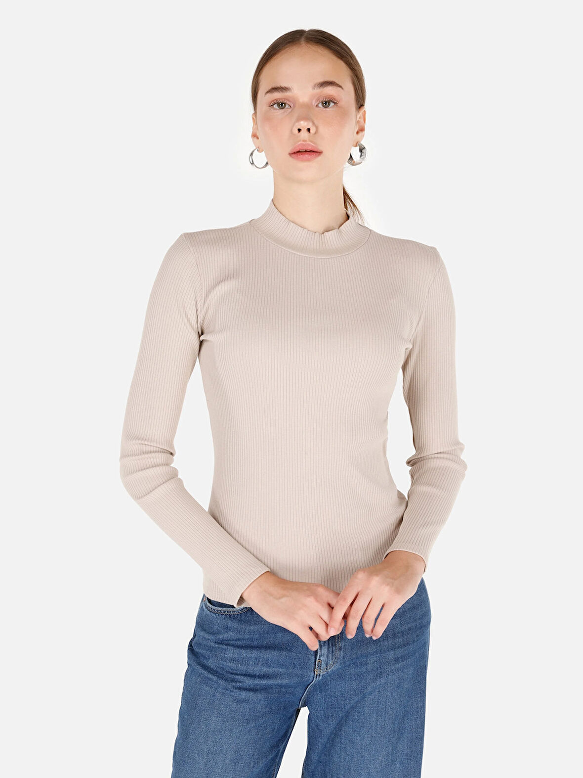 Bej Kadın Tshirt U.kol