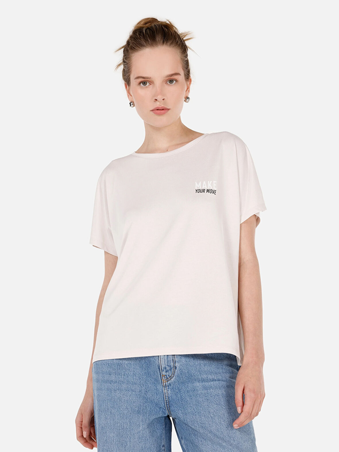 Ekru Kadın Tshirt K.kol