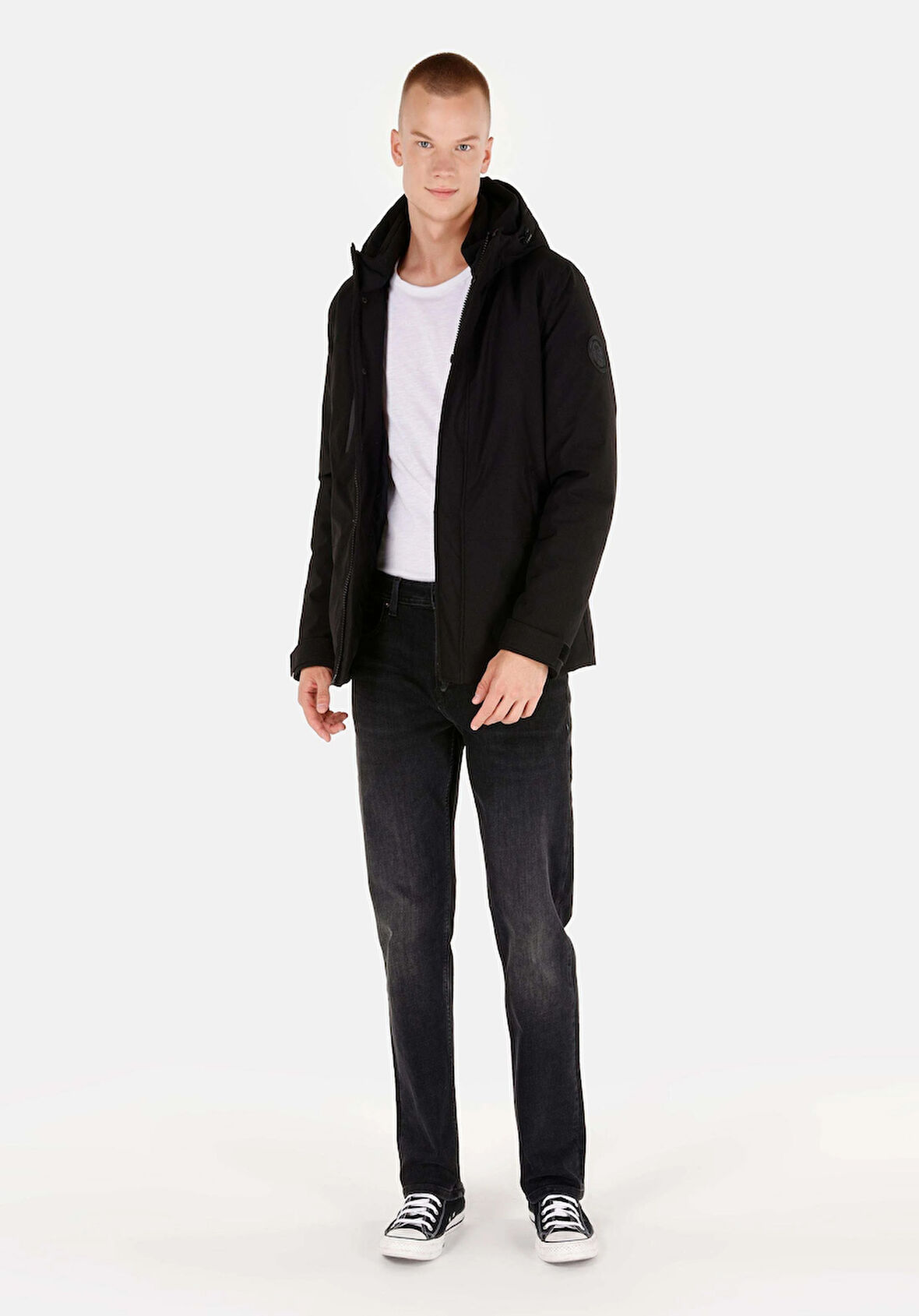 Regular Fit     Erkek Siyah Mont