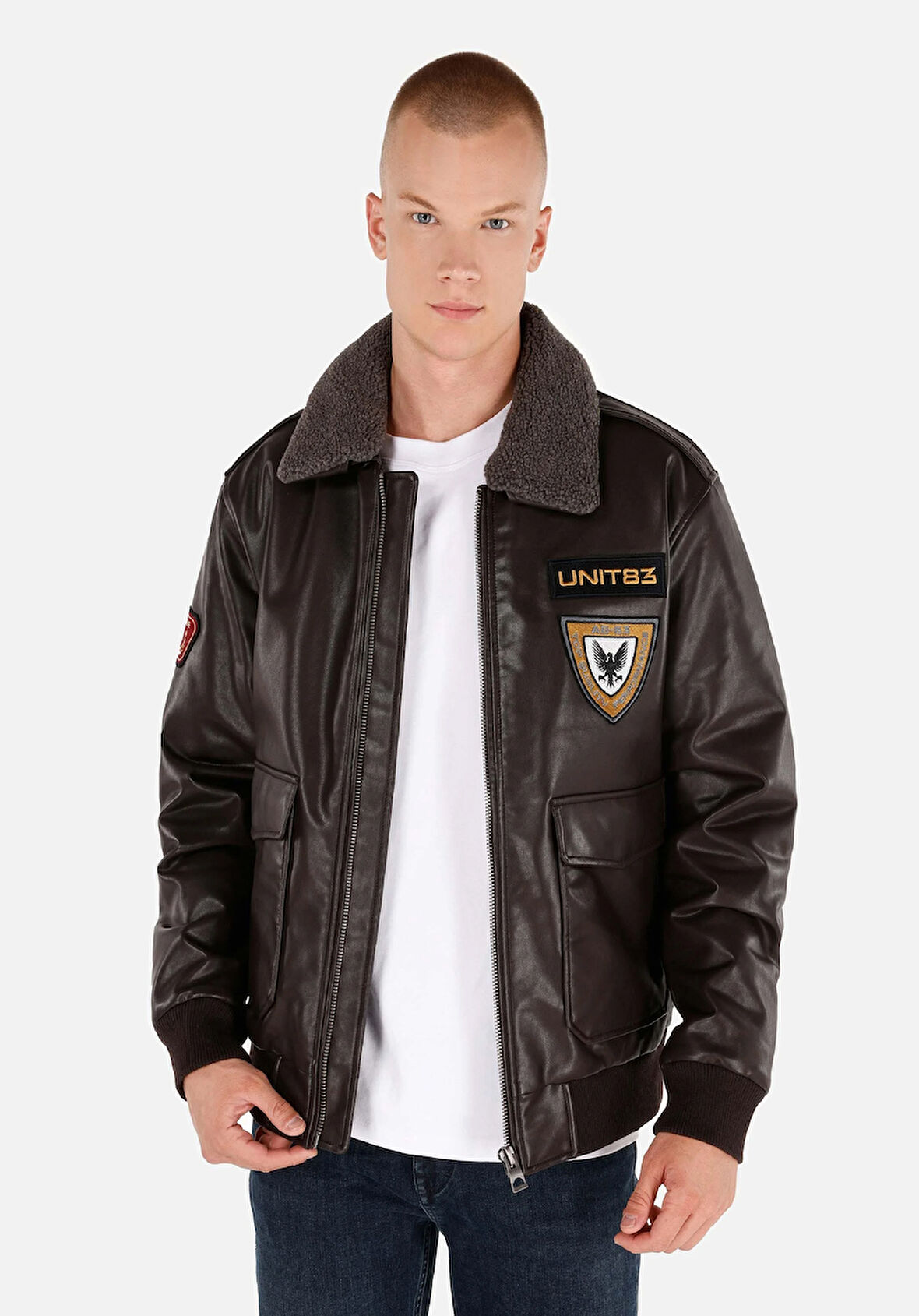 Regular Fit     Erkek Kahverengi Mont Pu