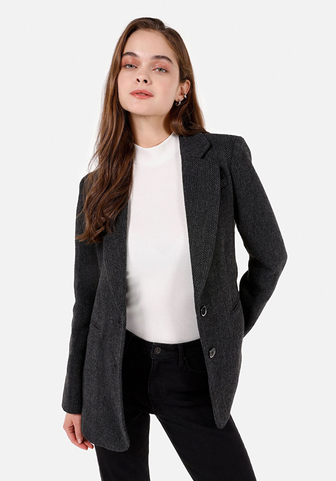 Regular Fit    Kadın Gri Ceket