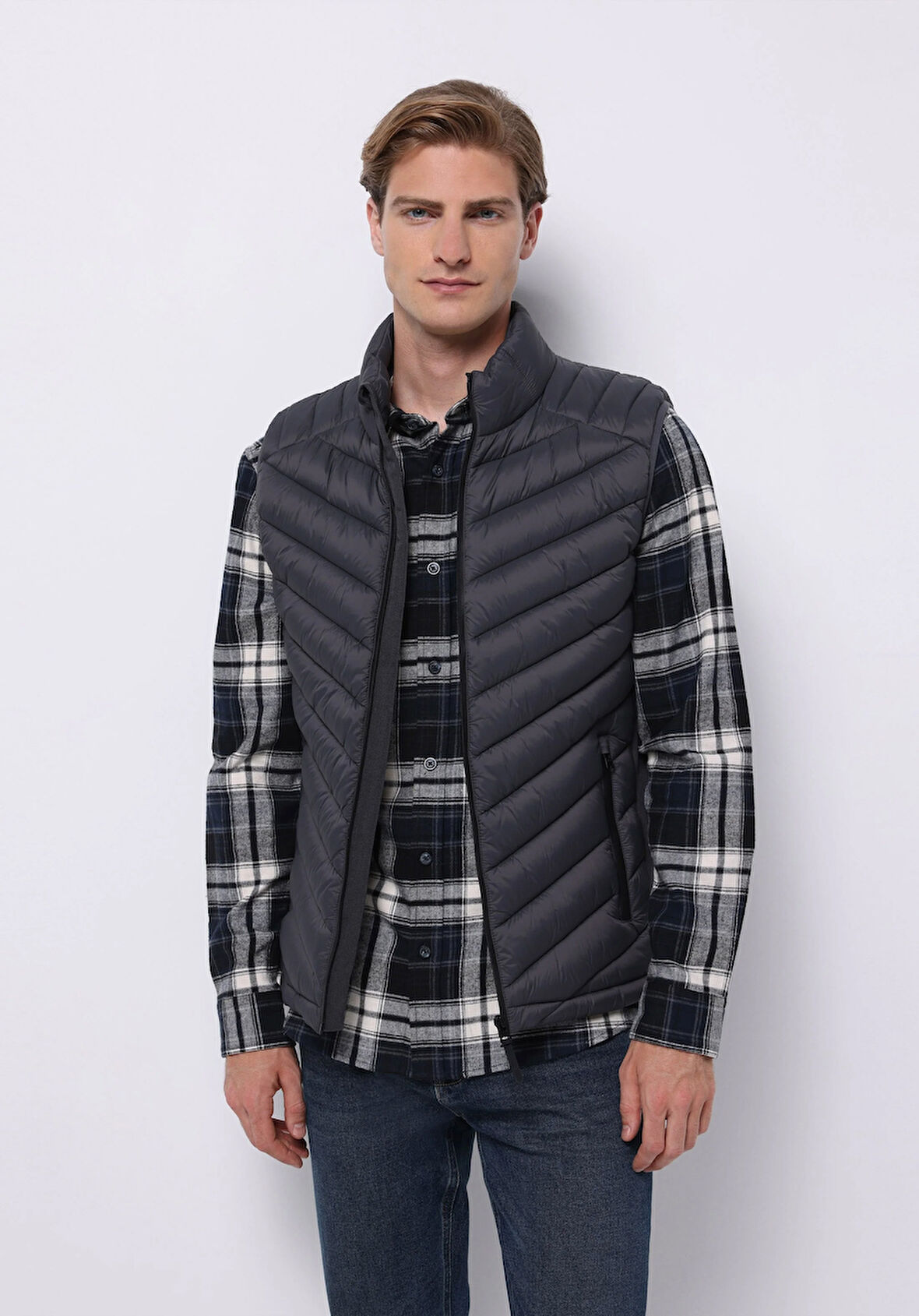 Slim Fit     Erkek Antrasit Yelek