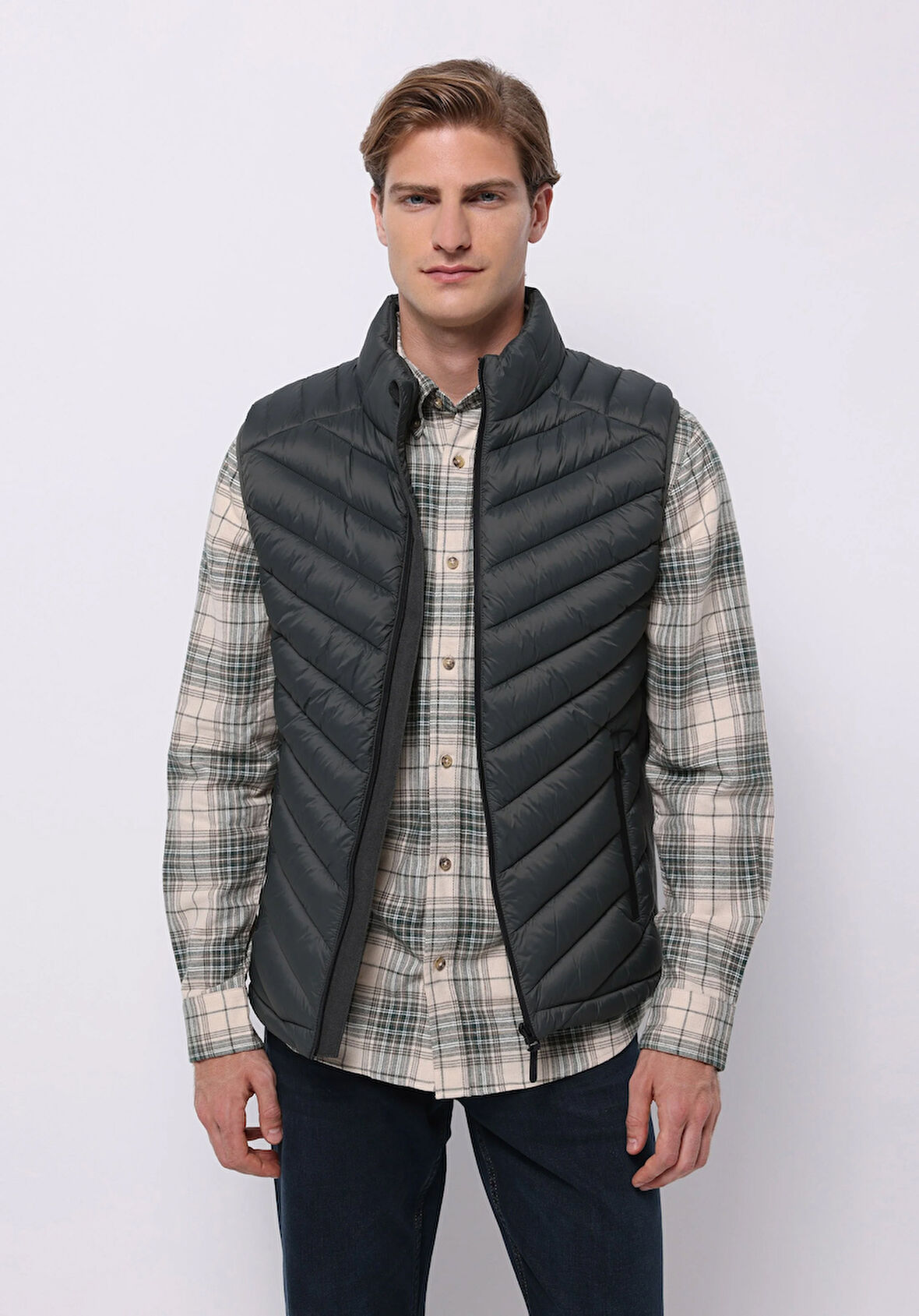 Slim Fit     Erkek Yeşil Yelek