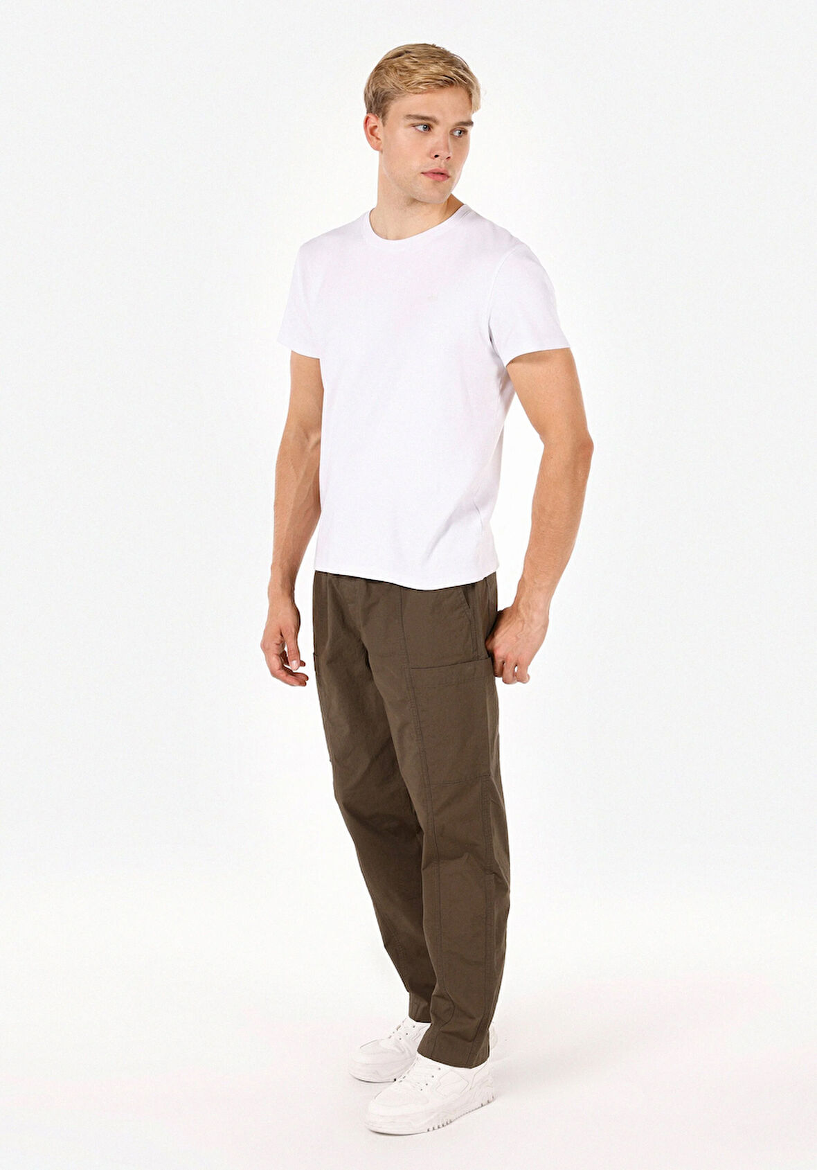 Relaxed Fit Orta Bel Geniş Paça Erkek Yeşil  Pantolon Cl1071446