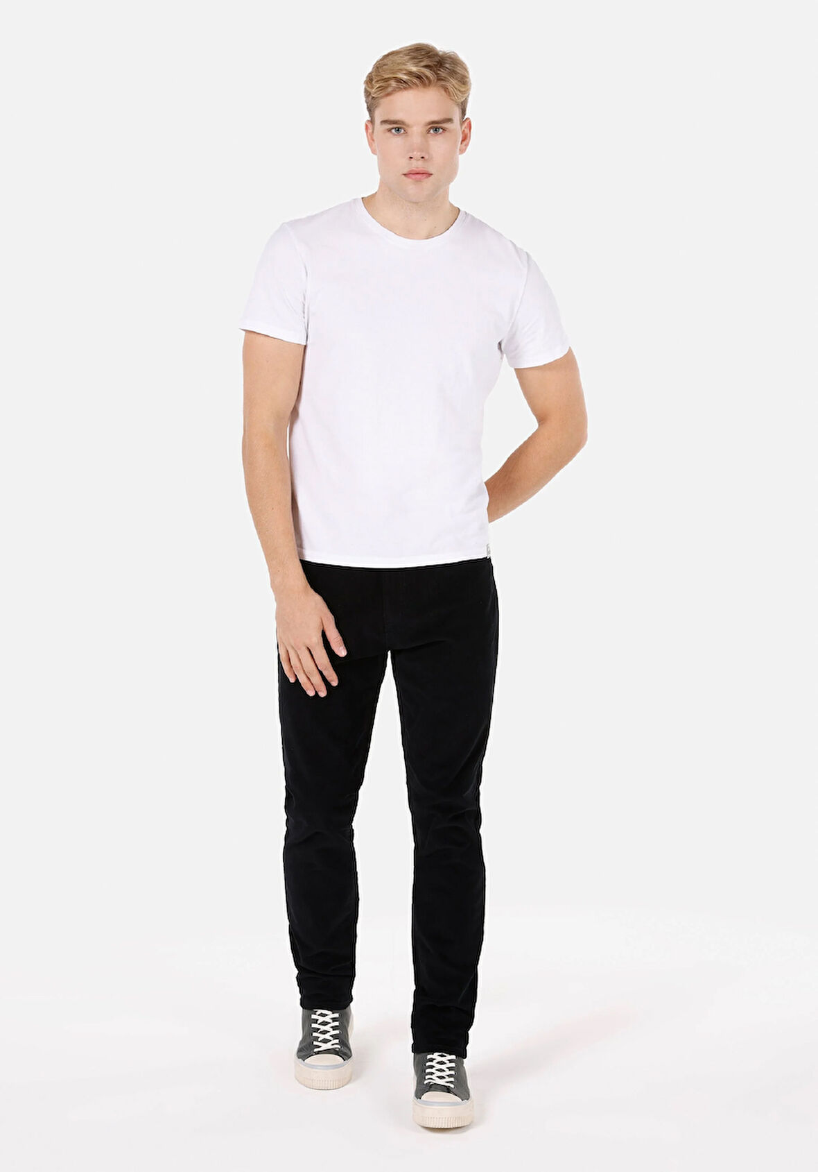 Regular Fit Orta Bel Düz Paça Erkek Siyah  Pantolon