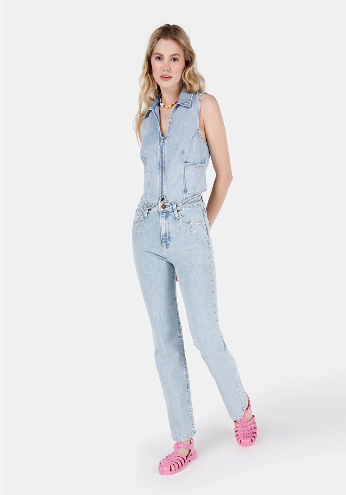 Regular Fit   Kadın Mavi Jean Pantolon