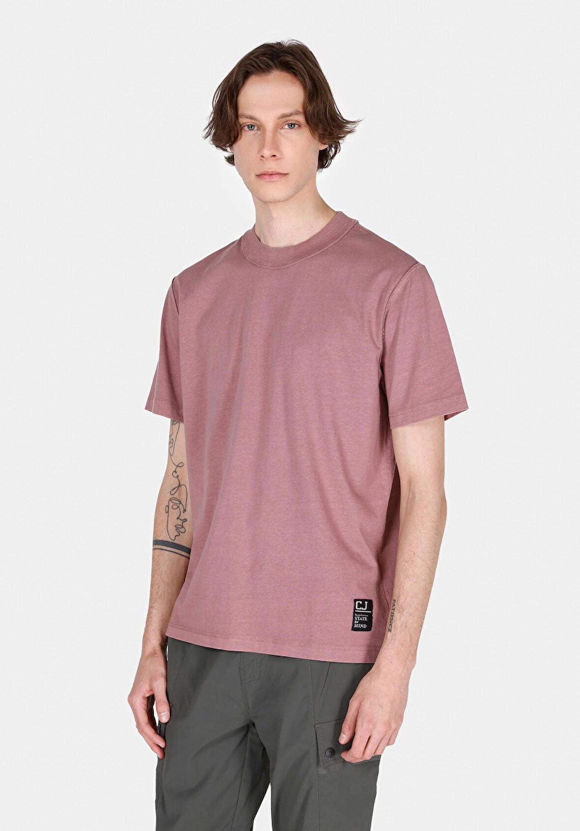 Comfort Fit Yuvarlak Yaka Düz Erkek Pembe Kısa Kol Tişört Cl1072858